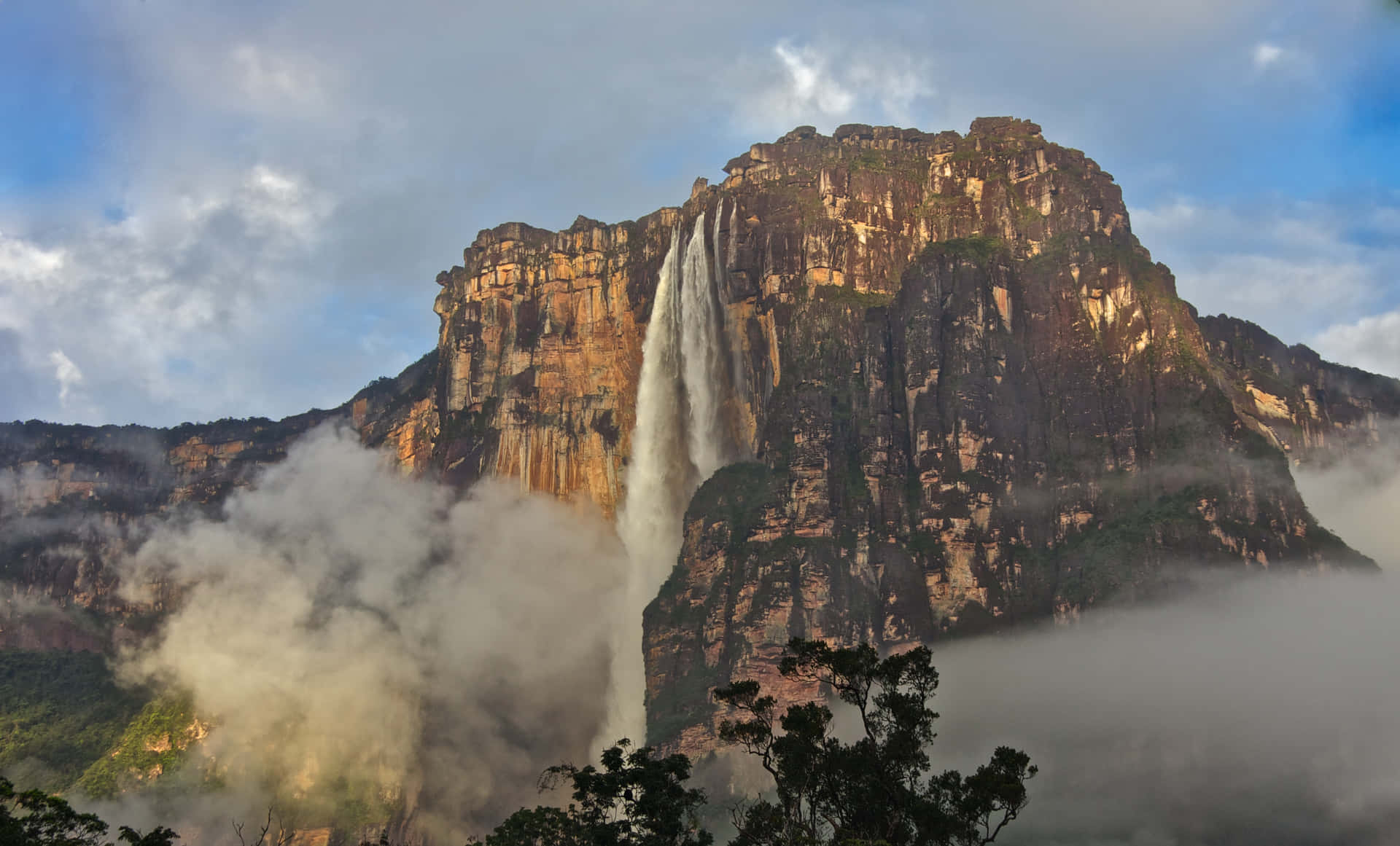 Clouds Below Angel Falls Background