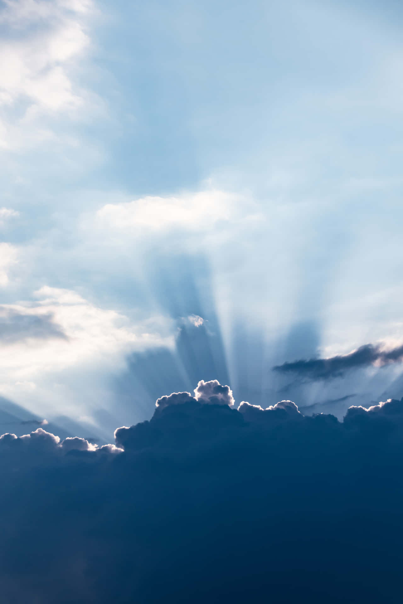 Clouds With Sun Rays Aesthetic Light Blue