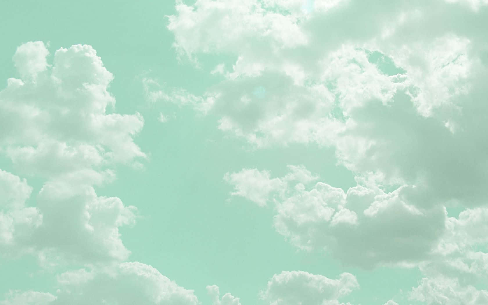 Cloudscape Photography Pastel Green Aesthetic Desktop Background