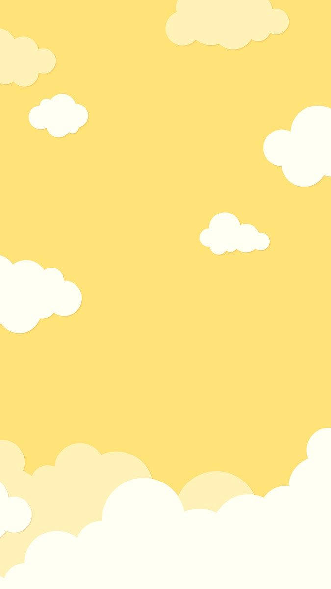 Cloudy Cute Pastel Yellow Aesthetic Background