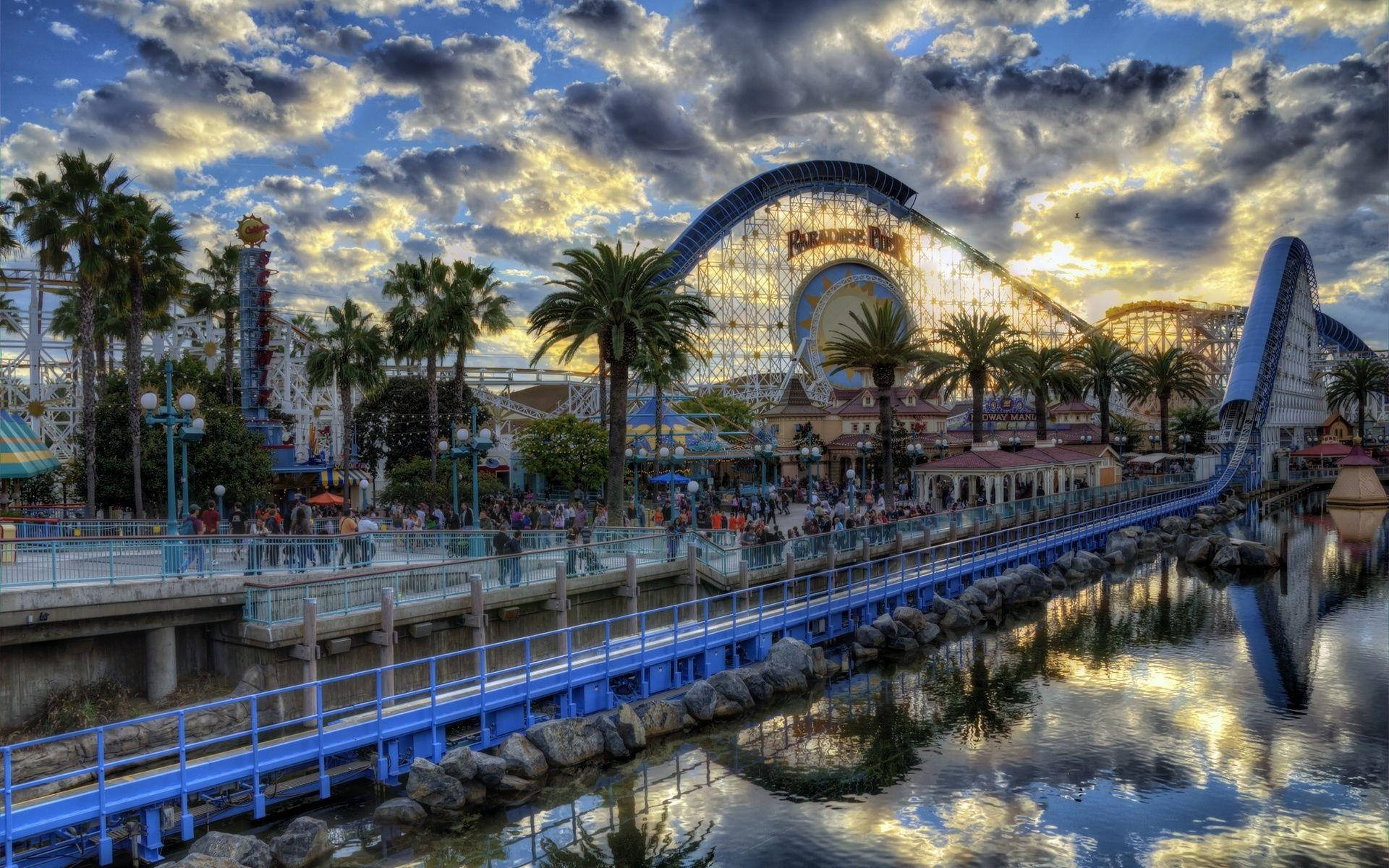 Cloudy Day At Theme Park Background