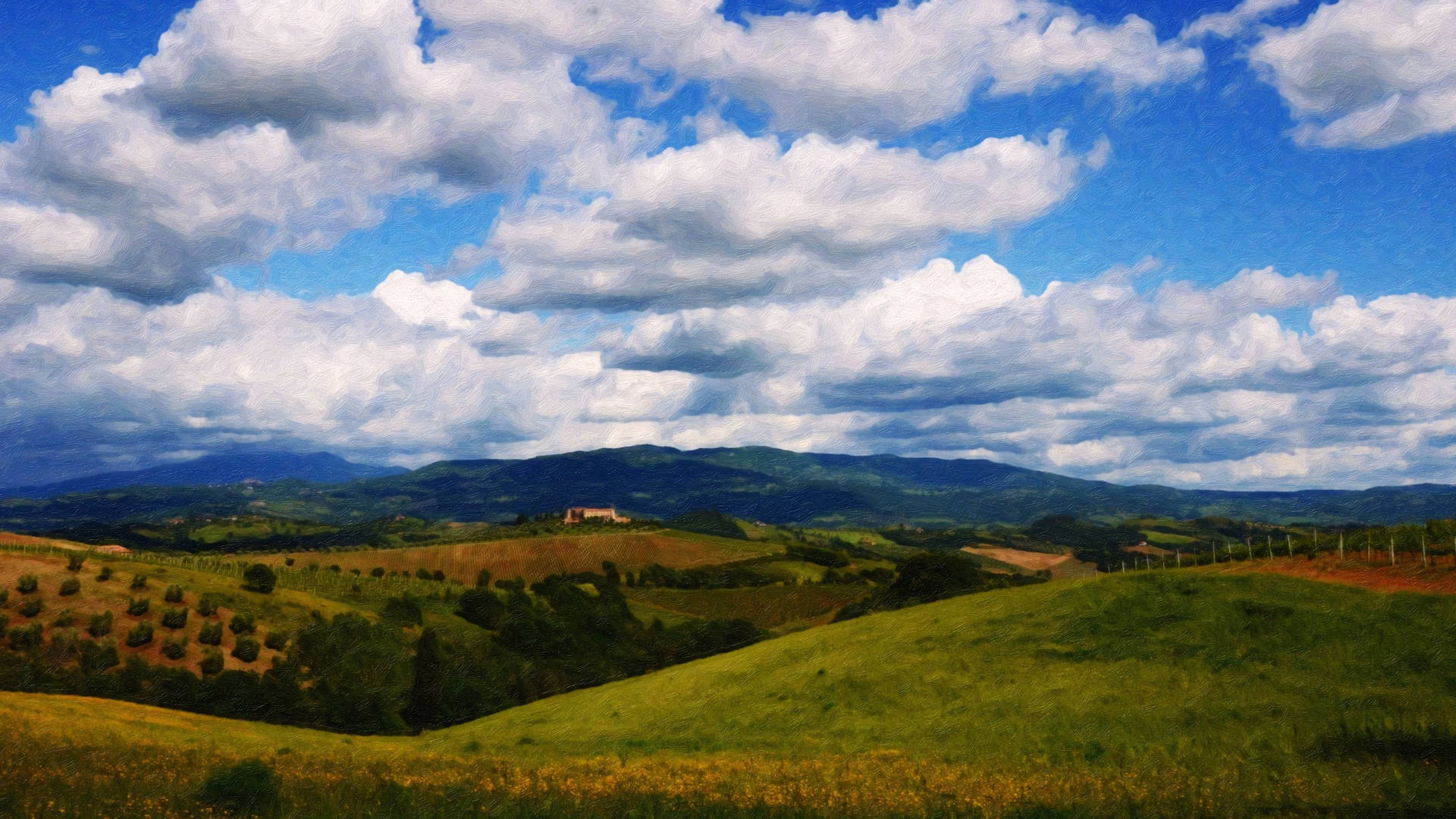 Cloudy Day In Tuscany Italy Background