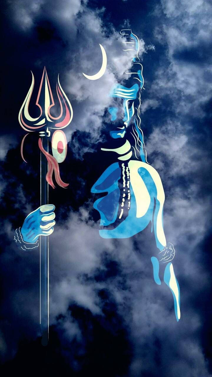 Cloudy Mahadev Rudra Avatar Phone Background