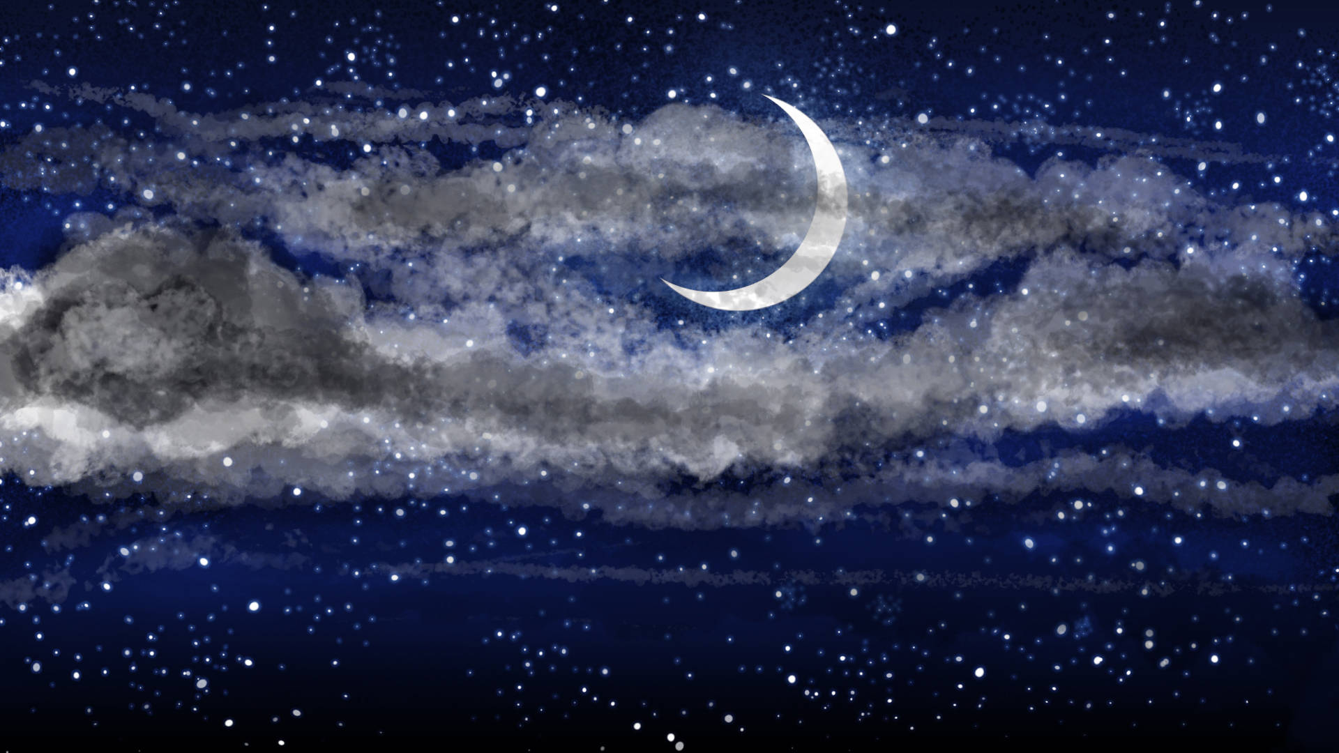 Cloudy Moon And Stars Background