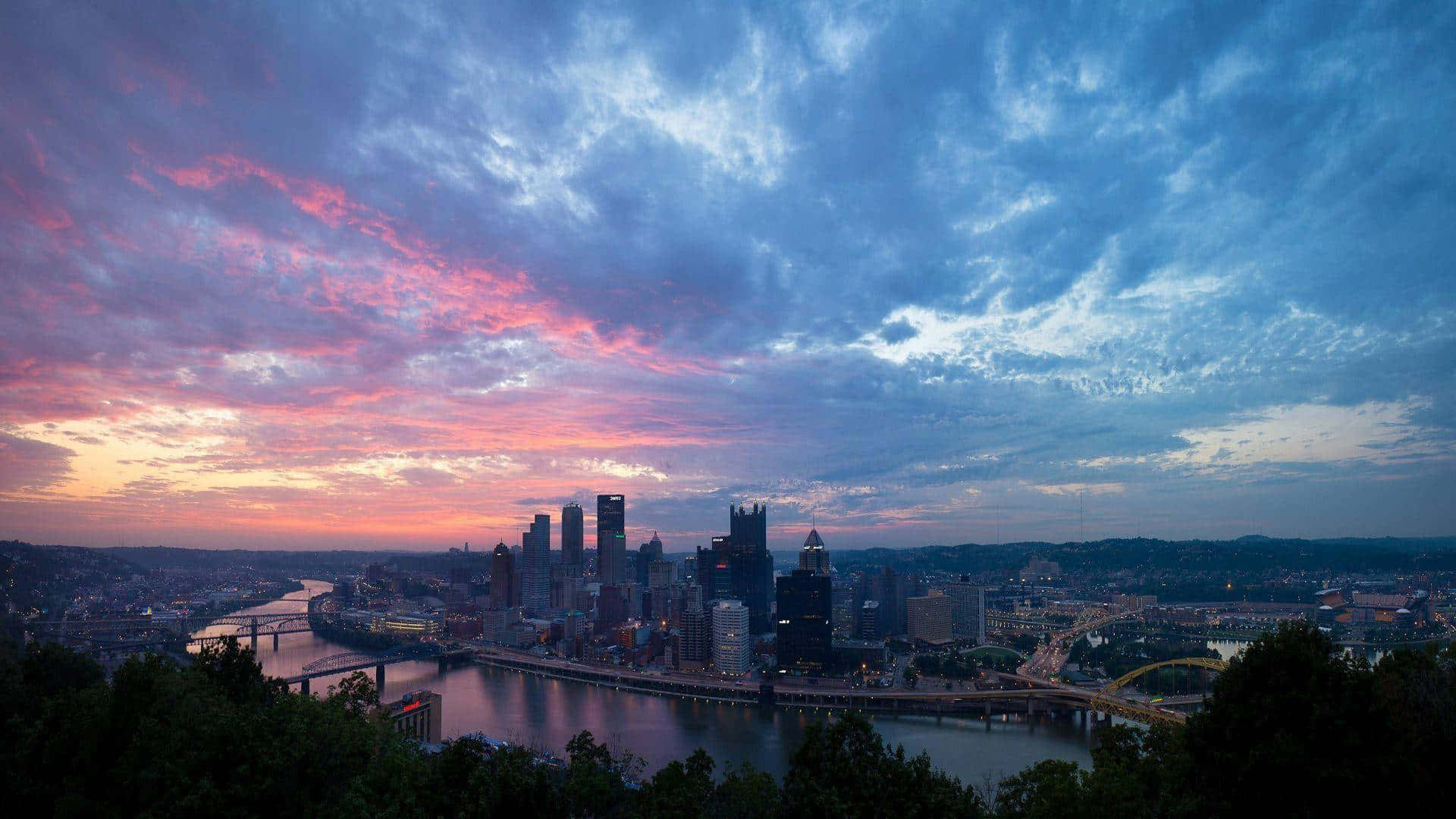 Cloudy Pittsburgh Skyline Background