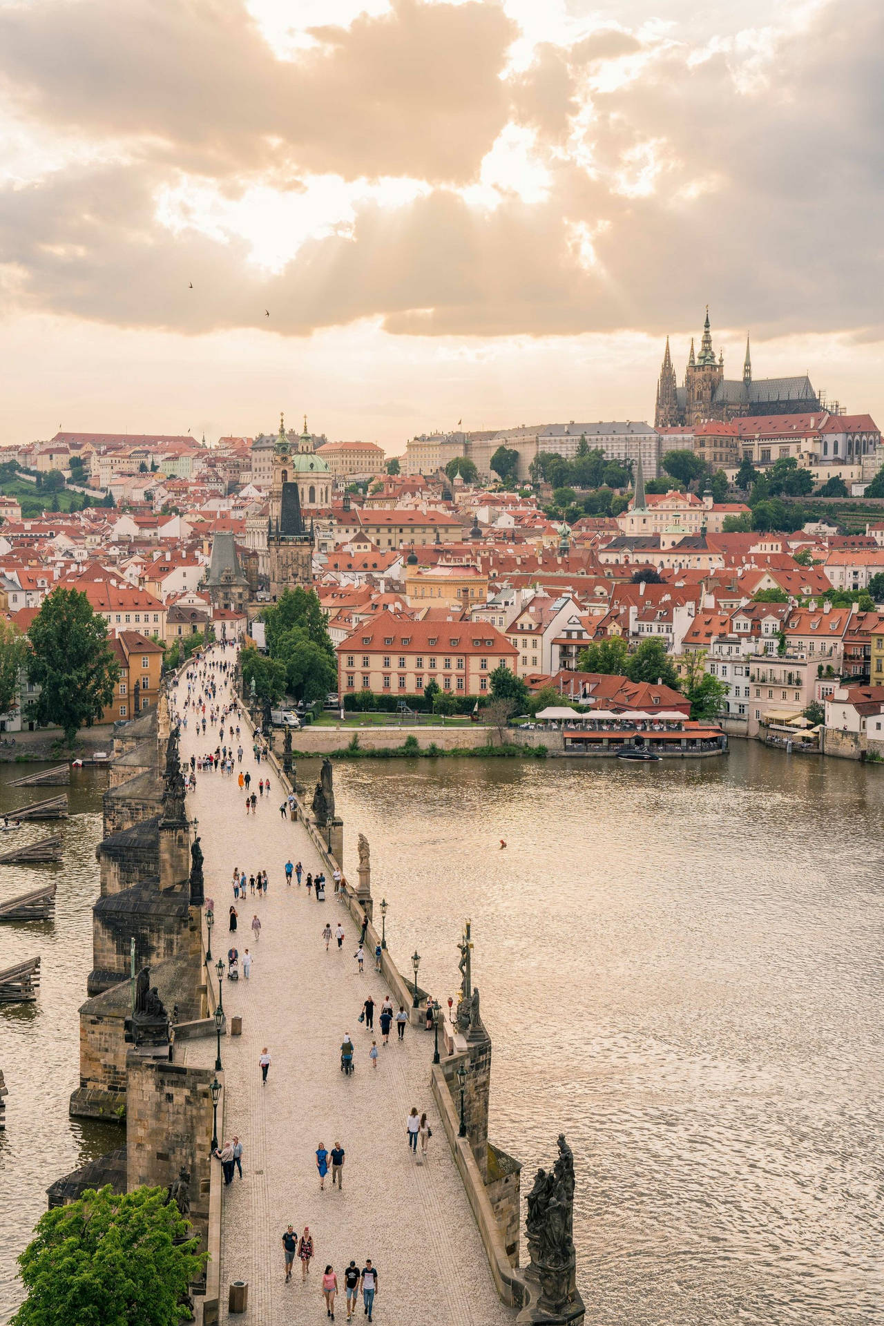 Cloudy Prague Day Background