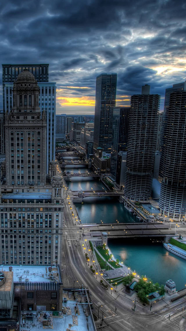 Cloudy Sky Above Chicago River