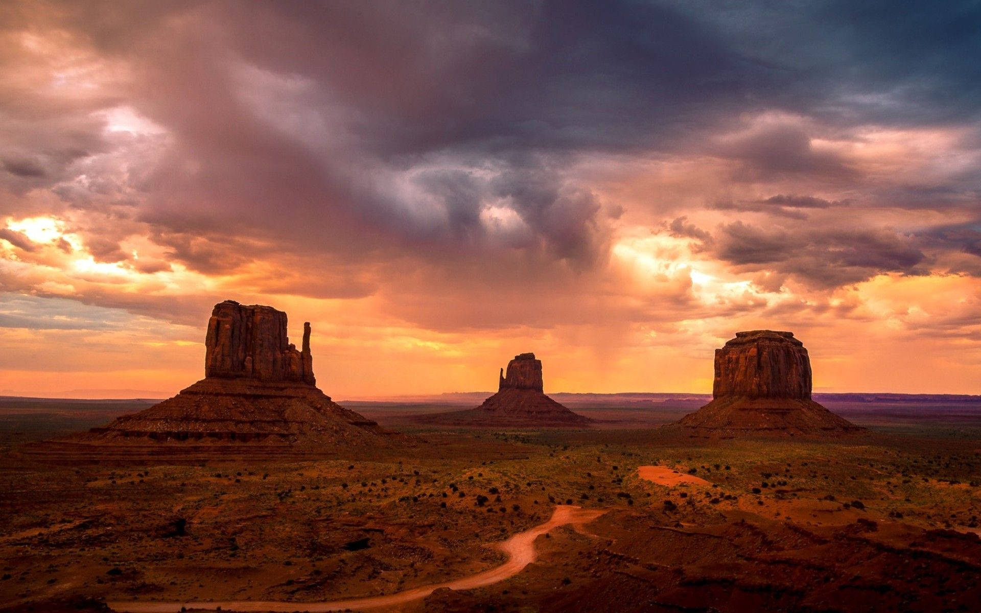 Cloudy Sky At Monument Valley Background