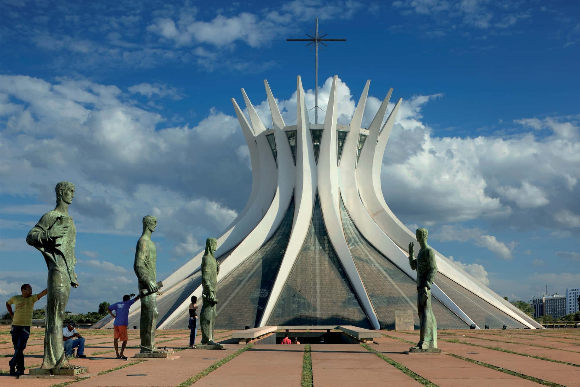 Cloudy Sky Over Cathedral Of Brasilia Background