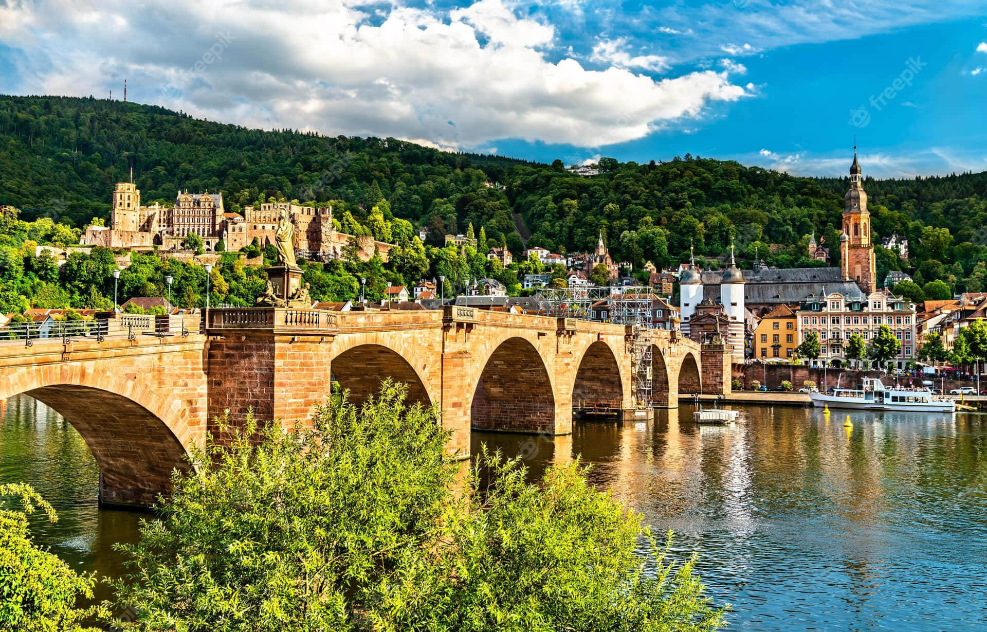 Cloudy Sky Over Heidelberg Castle Background