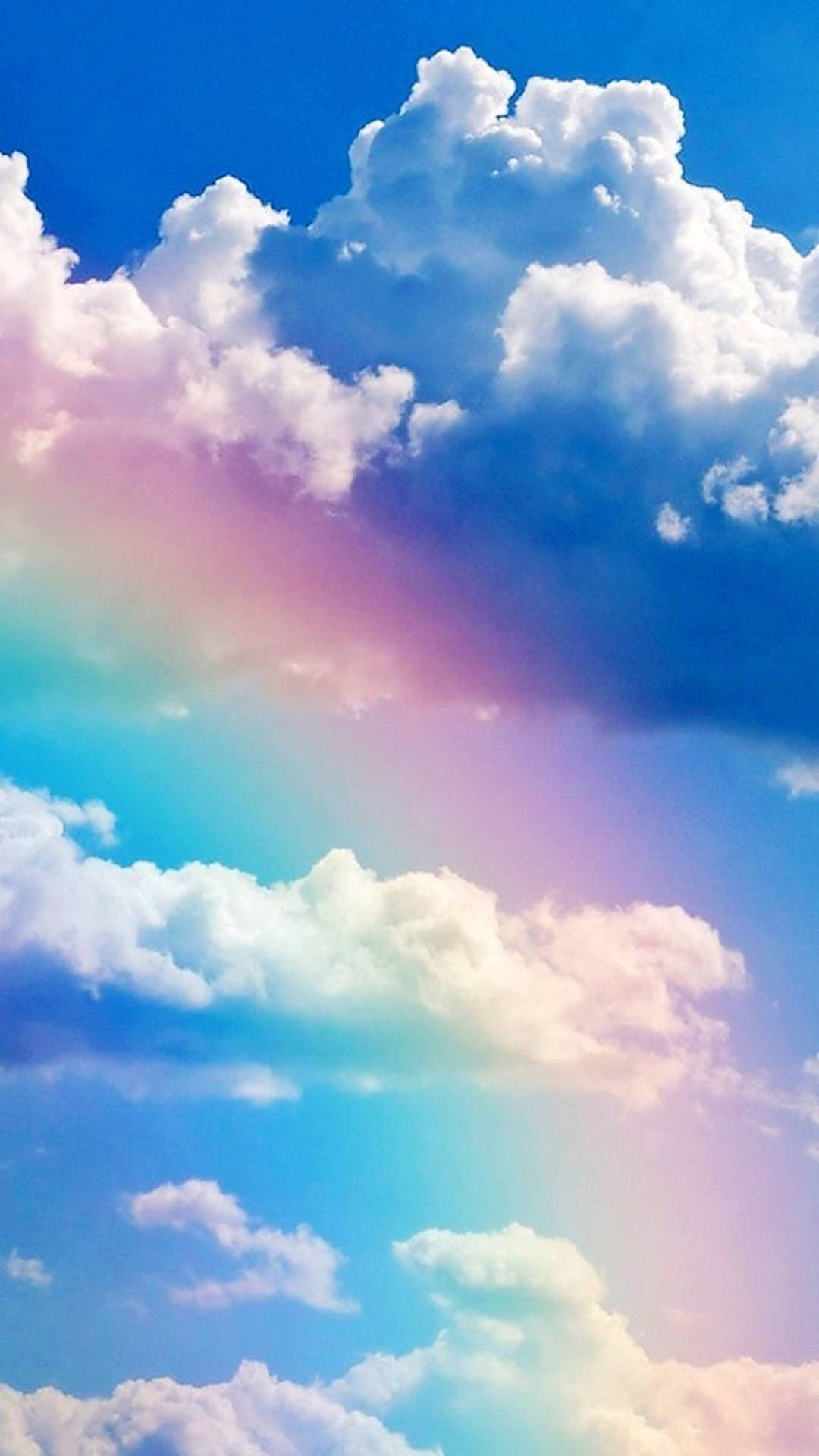Cloudy Weather With Rainbow Background