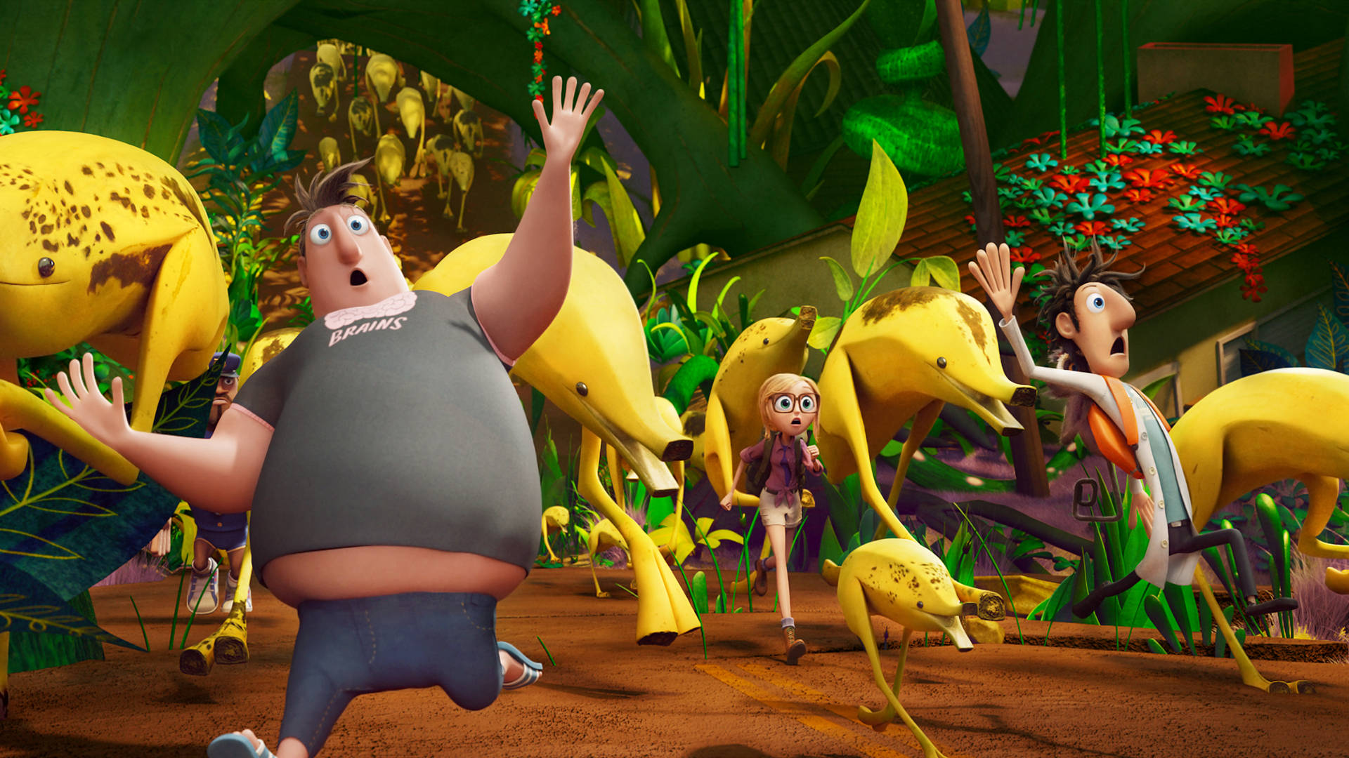 Cloudy With A Chance Of Meatballs 2 Characters With Some Bananostrich Background