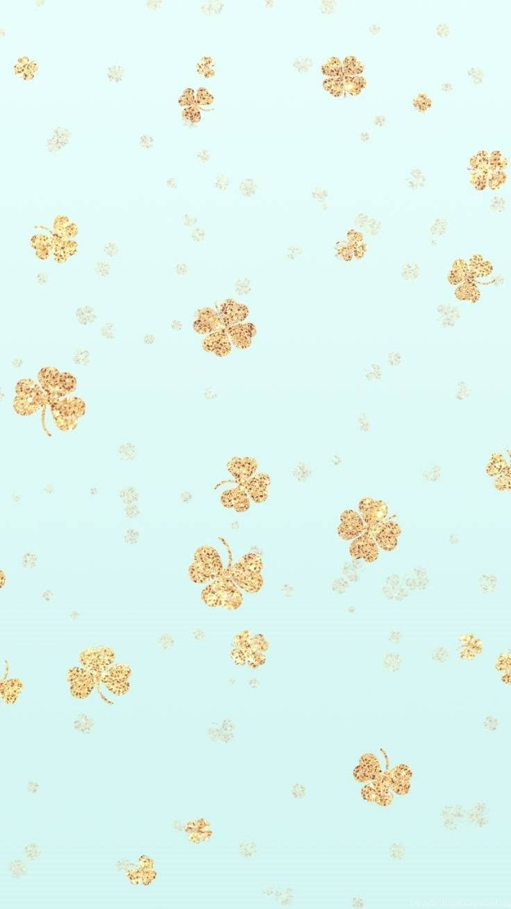 Clover Leaves Gold Sparkle Iphone Background