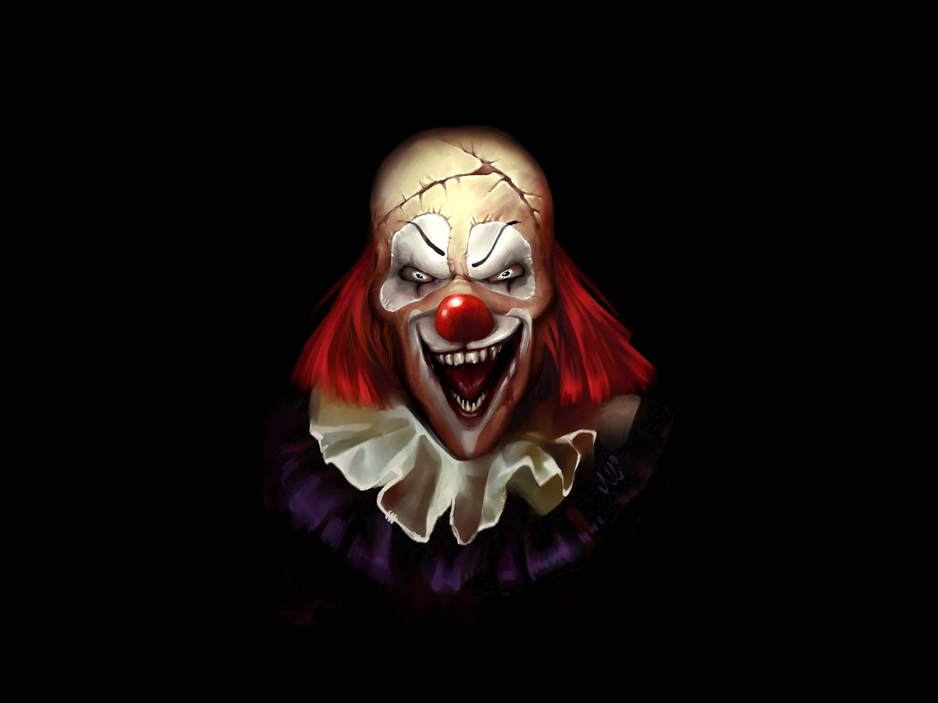 Clown In The Dark Background
