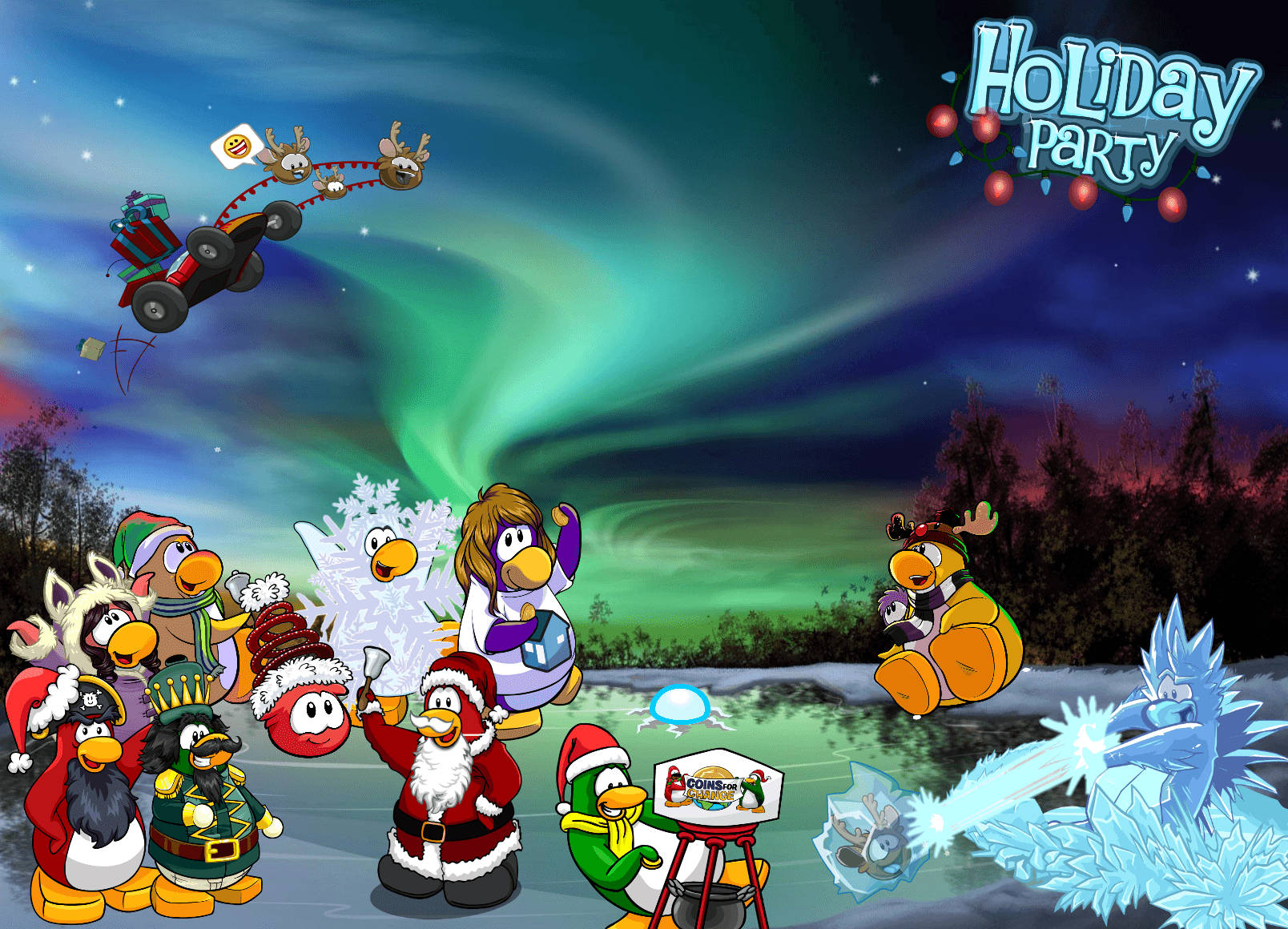 Club Penguin Christmas Party Flyer Background