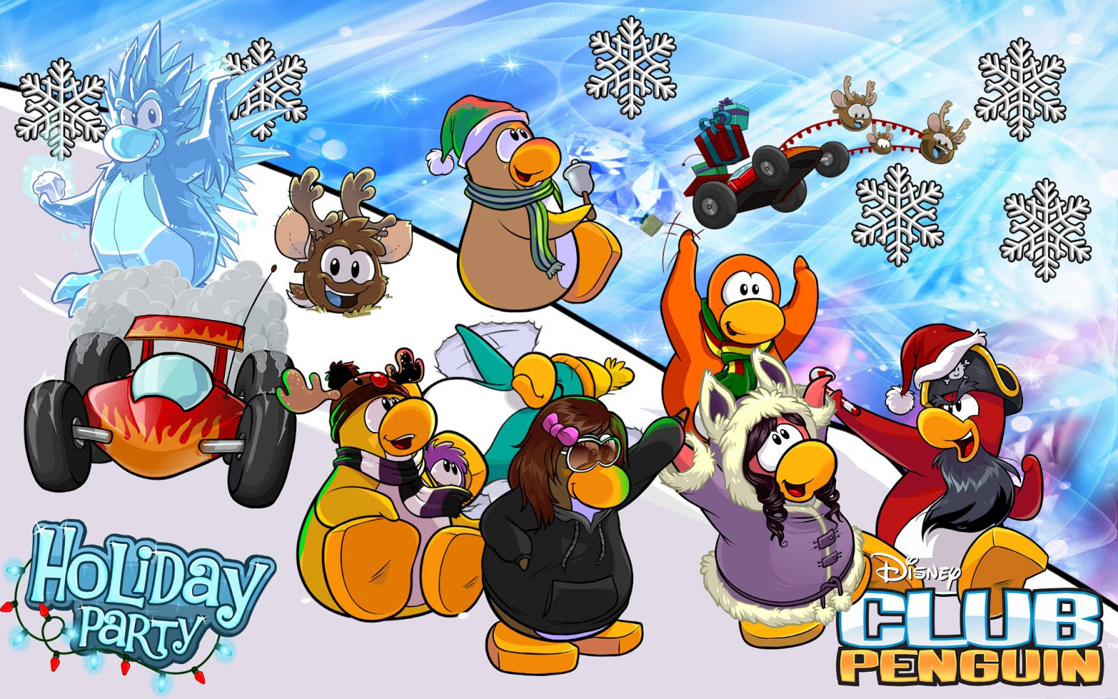 Club Penguin For Christmas Party Invitation Background