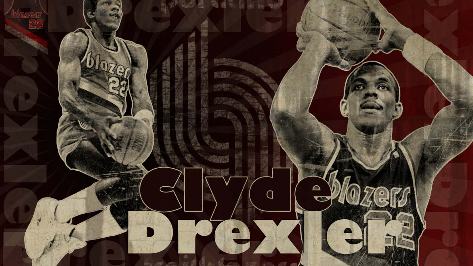 Clyde Drexler Basketball Player Digital Fan Poster Background