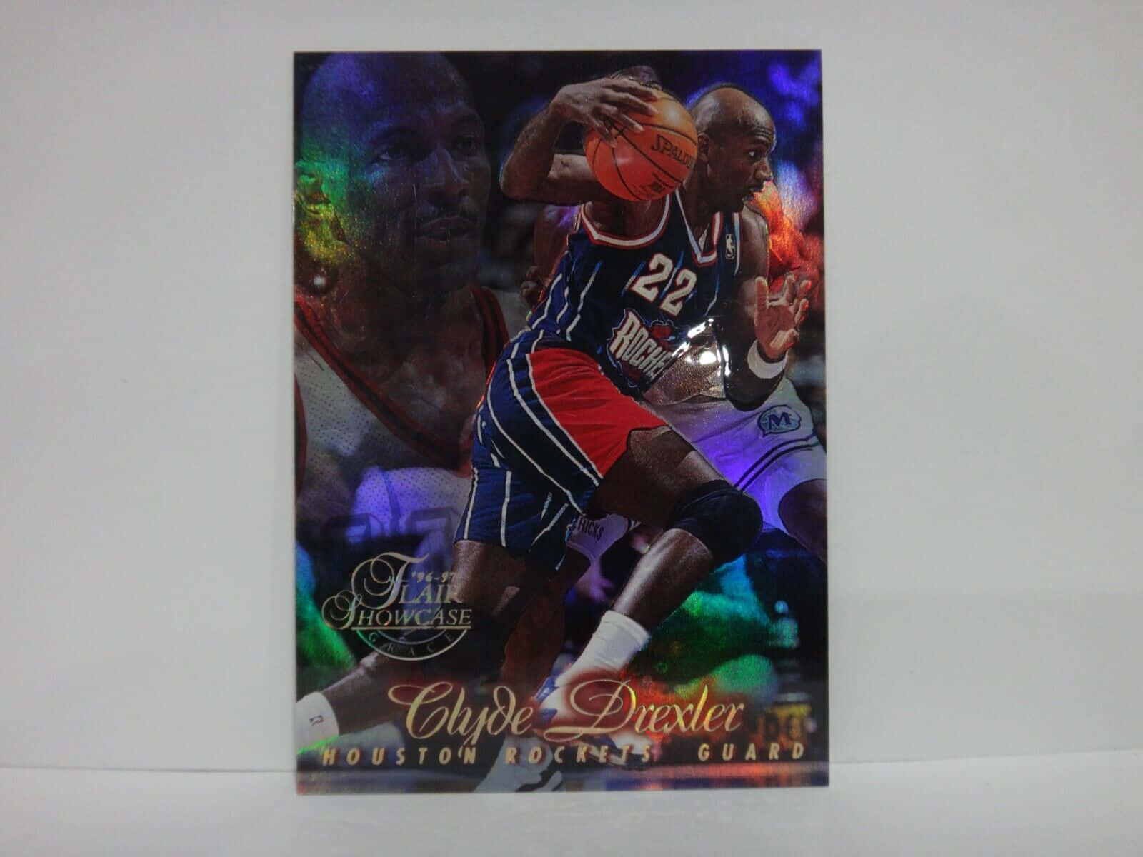 Clyde Drexler Houston Rockets Vintage Poster Card Background