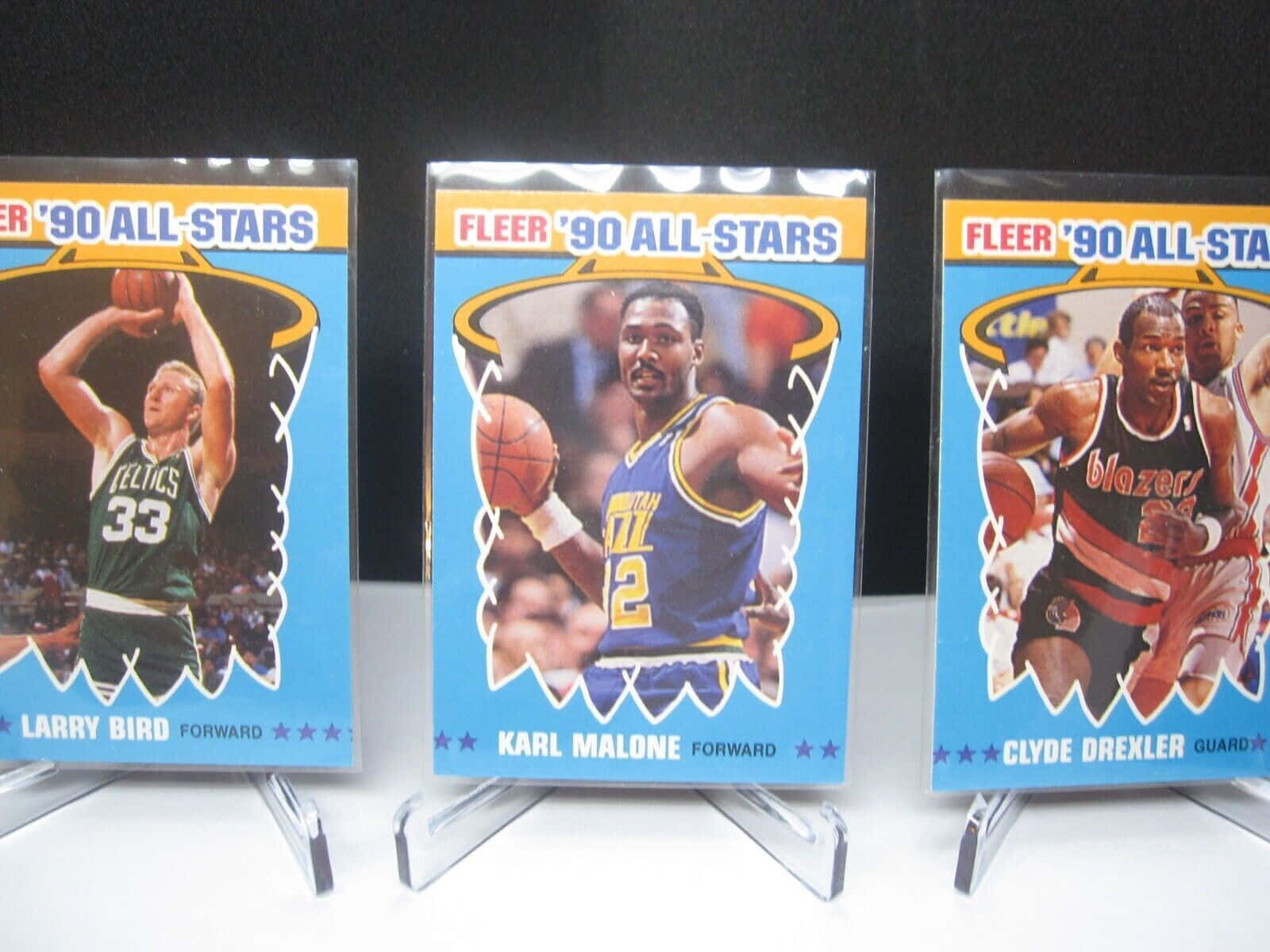 Clyde Drexler Karl Malone Larry Bird Photo Card Background