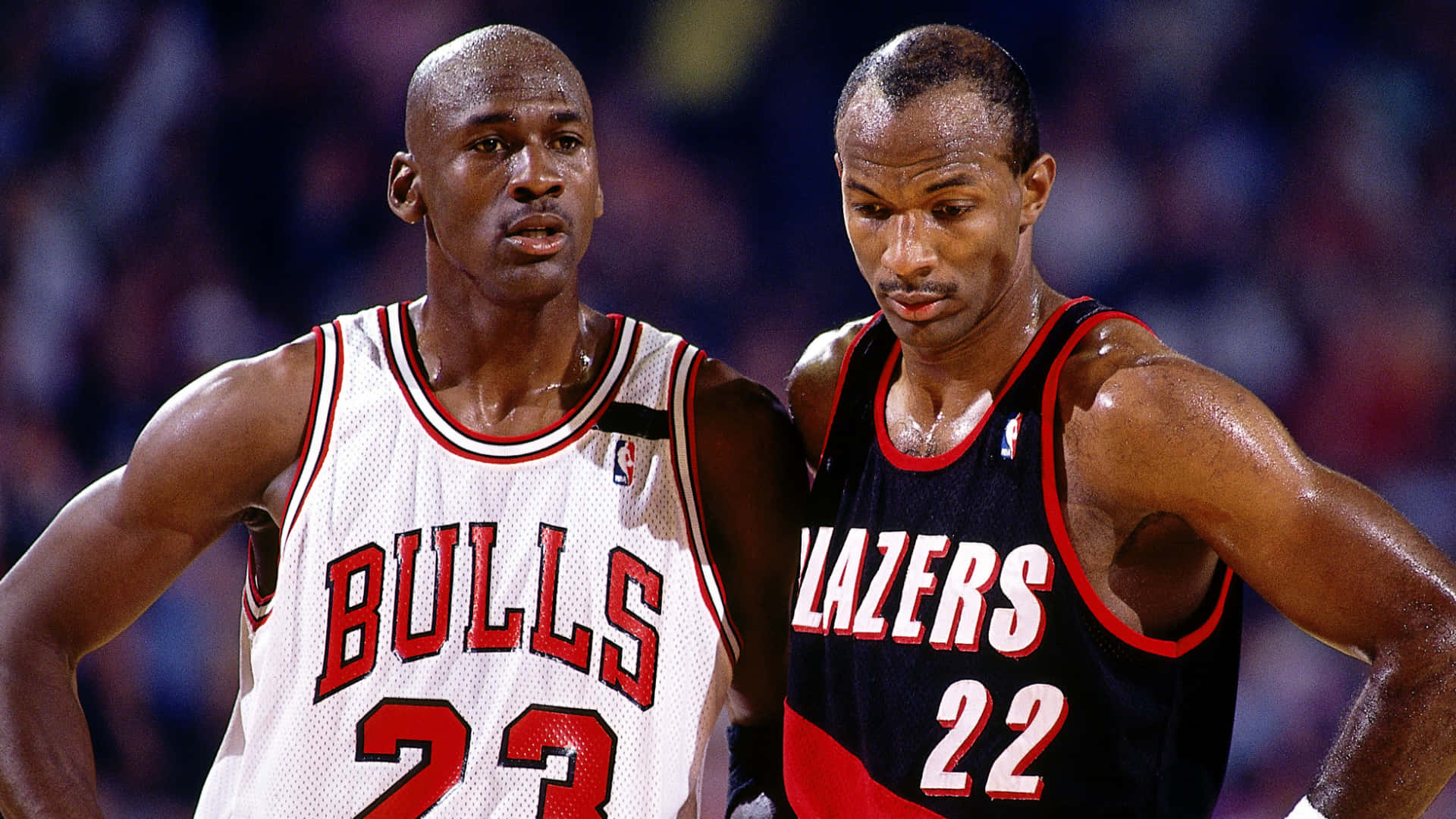 Clyde Drexler Michael Jordan Bulls Blazers Background
