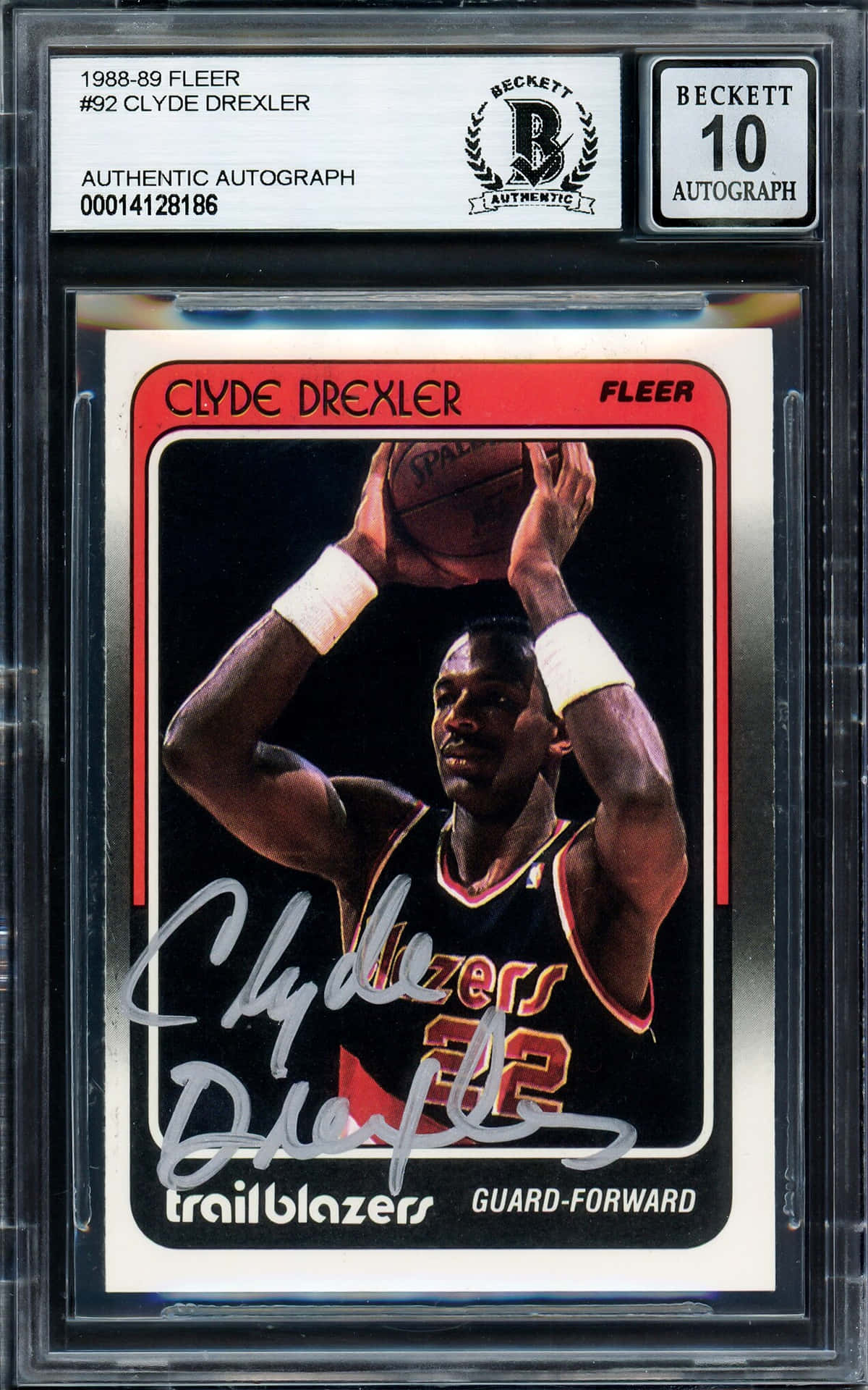 Clyde Drexler Nba Autographed Photo Card Background