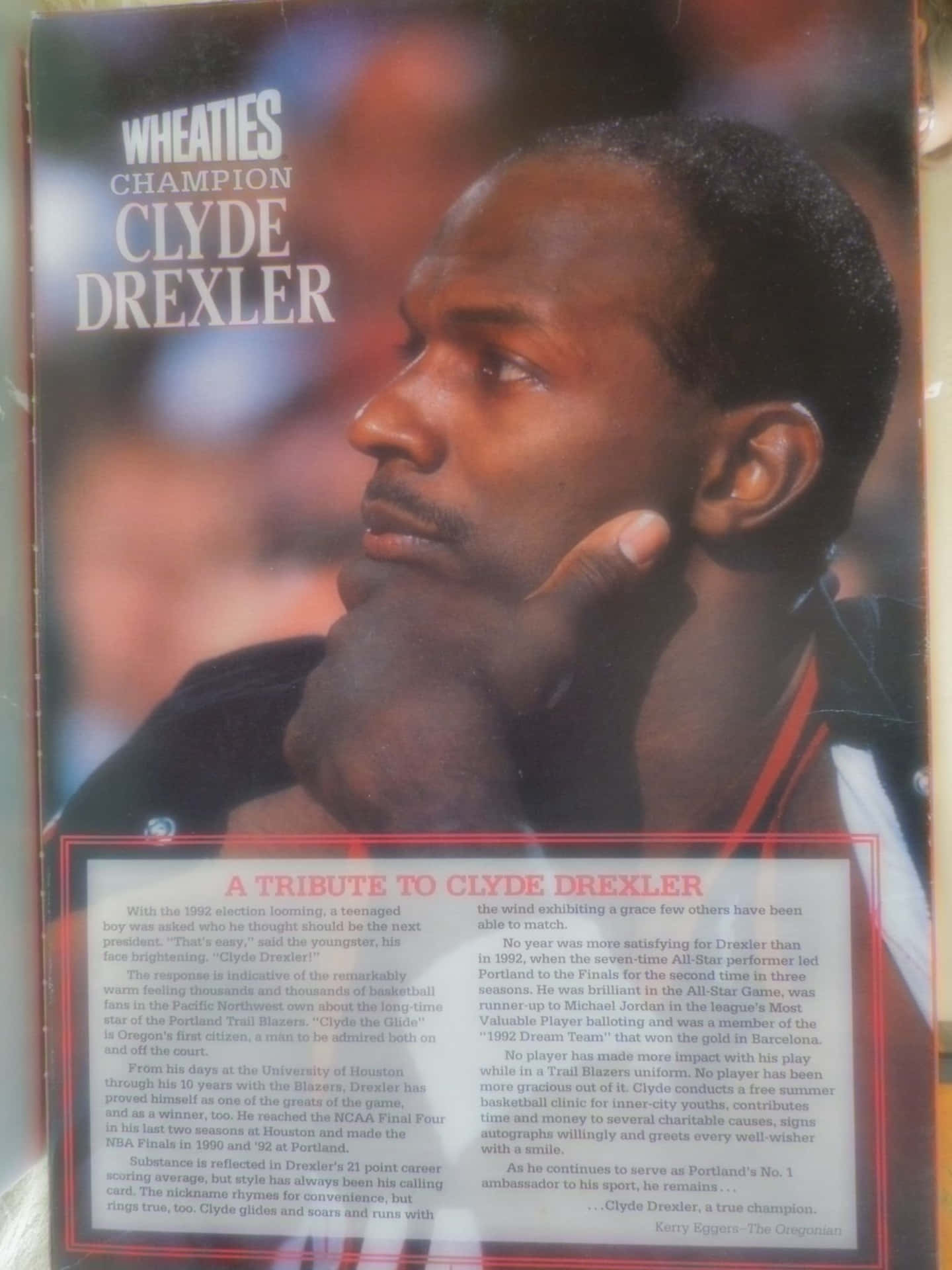 Clyde Drexler Wheaties Champion Article Tribute Background
