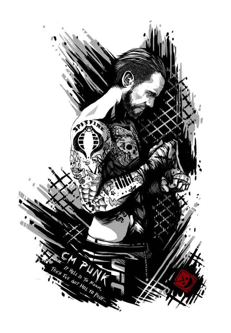 Cm Punk, An Emblem Of Fighting Spirit In The Wrestling Ring Background