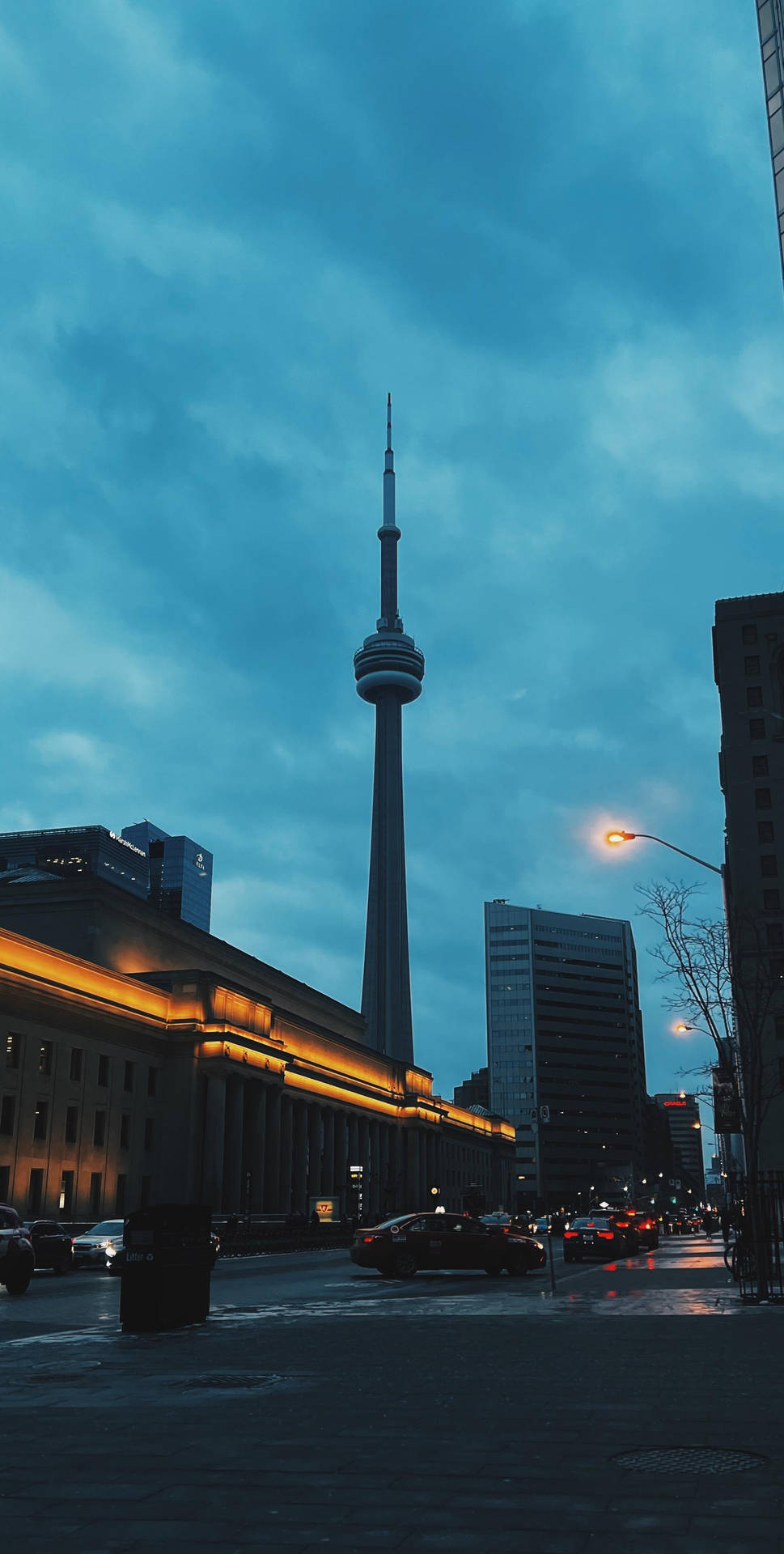 Cn Tower Street Pov Background