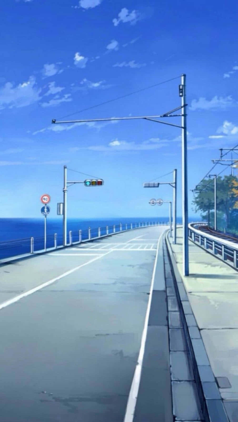 Coastal Road Anime Scenery