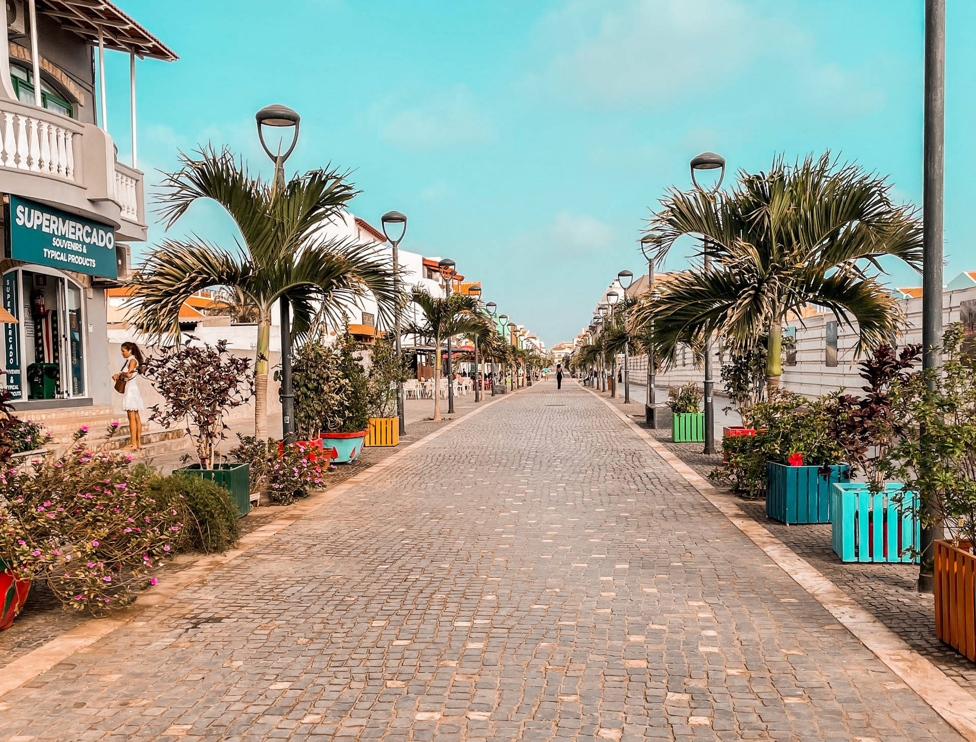 Cobblestone Path In Cape Verde Background