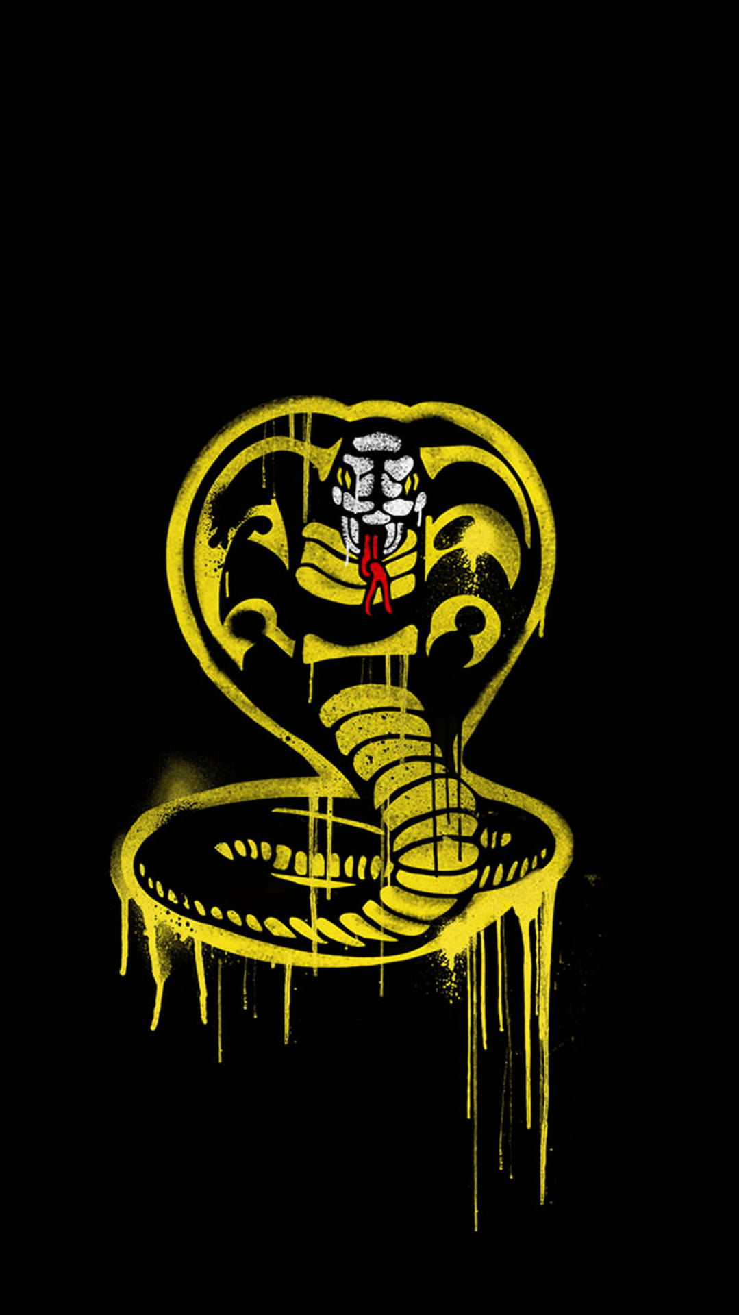 Cobra In Cobra Kai Graffiti Art Black And Yellow Background