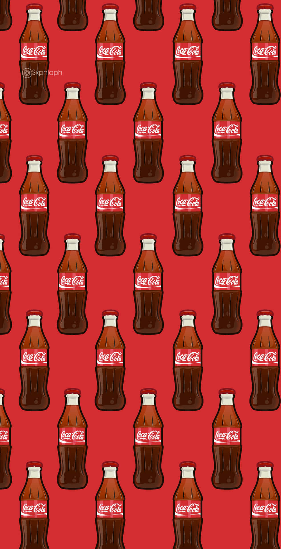 Coca Cola Bottles On A Red Background Background