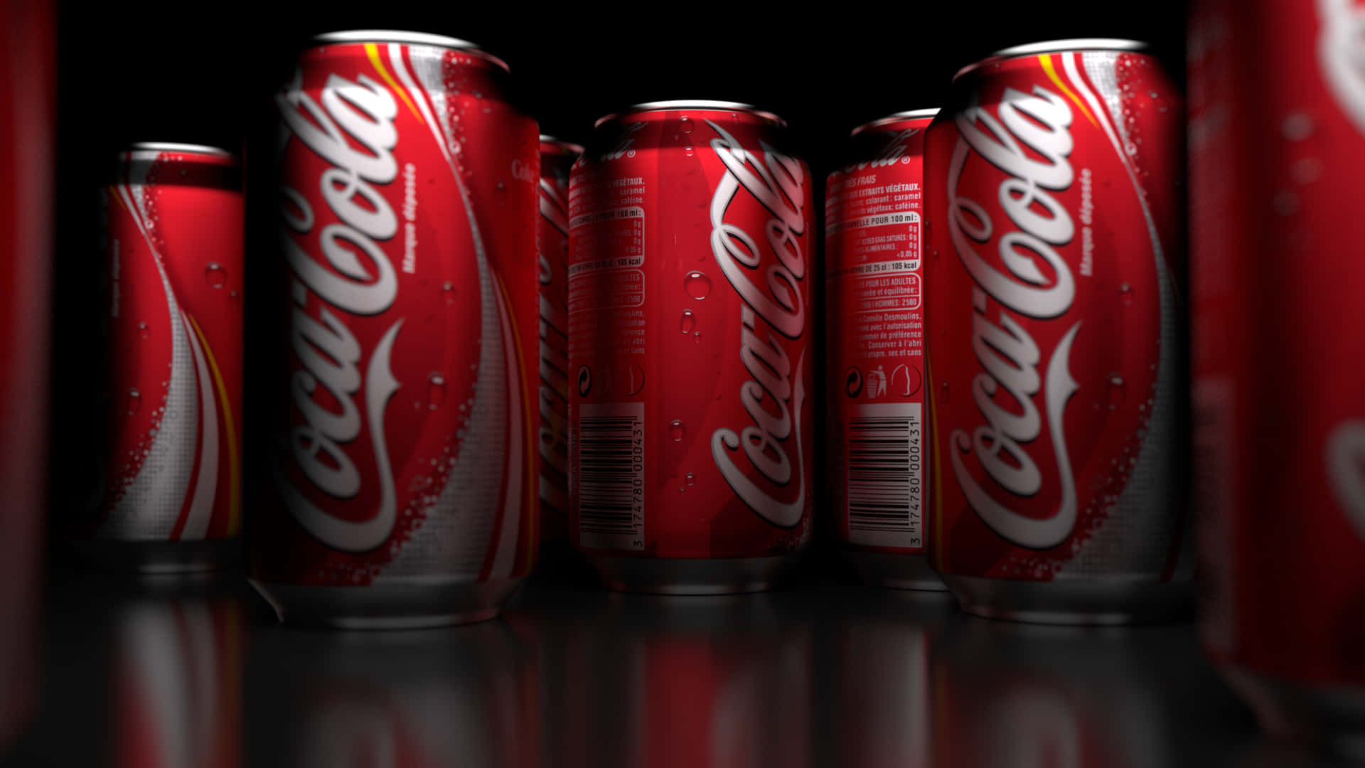 Coca Cola Cans On A Black Background Background