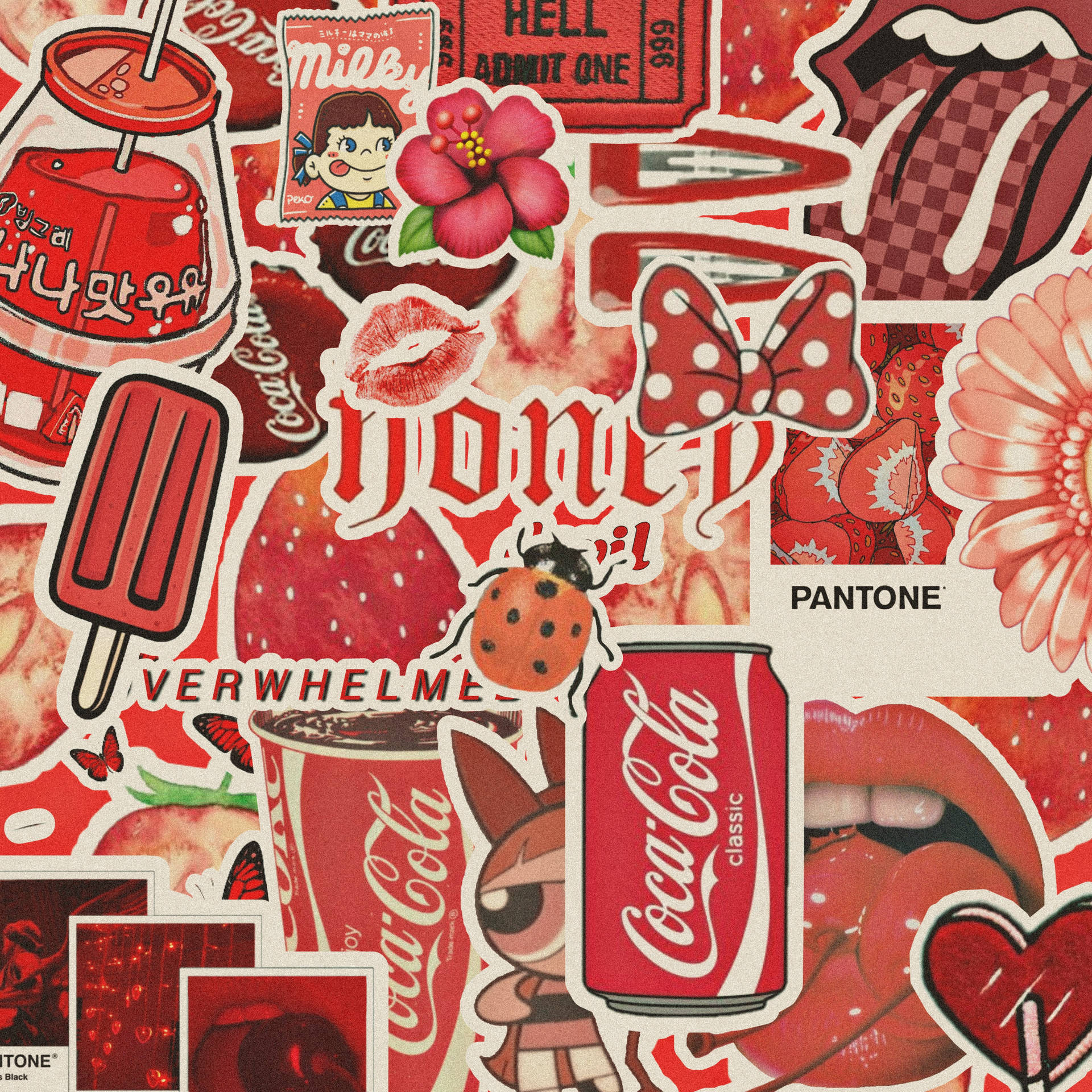 Coca-cola Stickers Pastel Red Aesthetic Background
