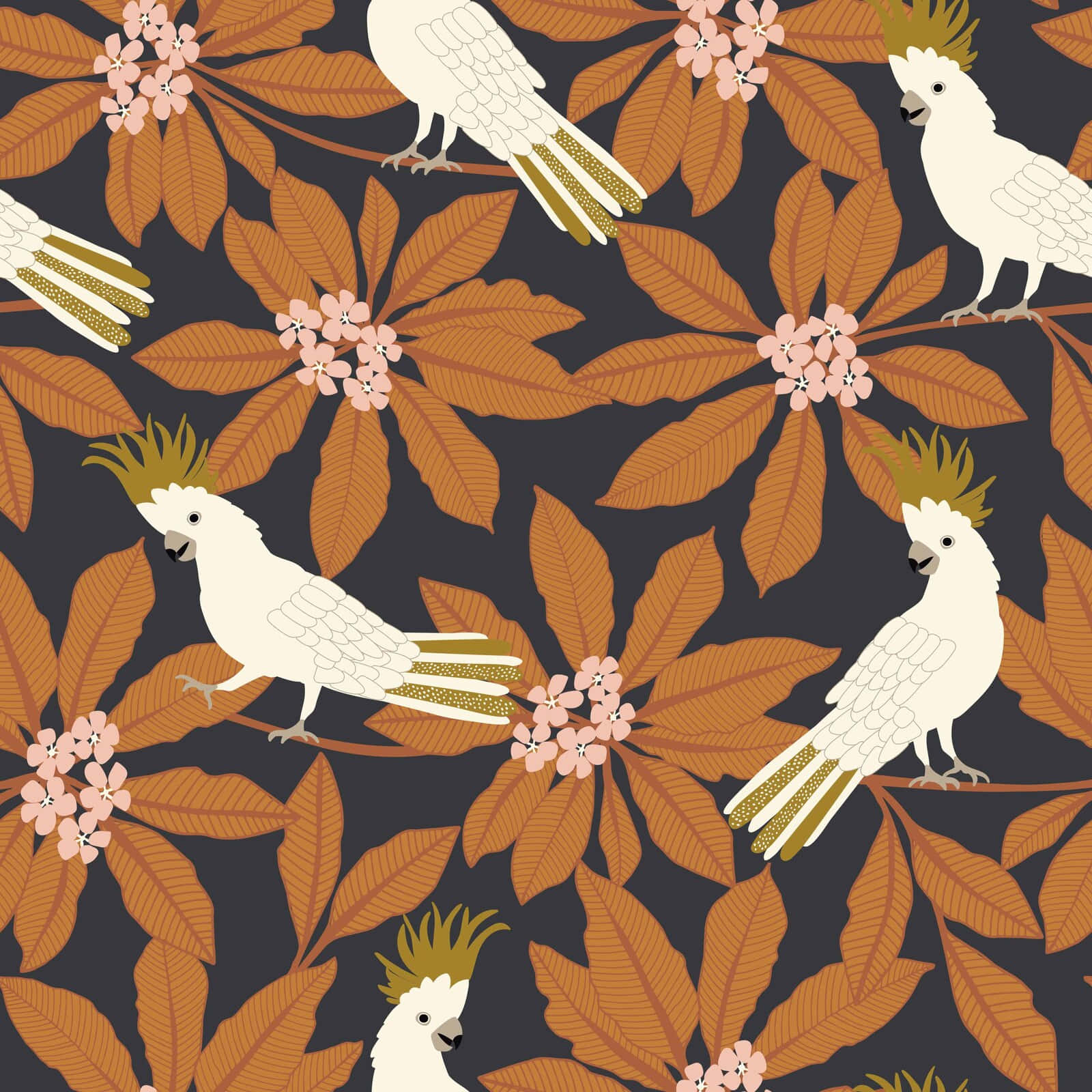 Cockatoo Pattern Floral Background