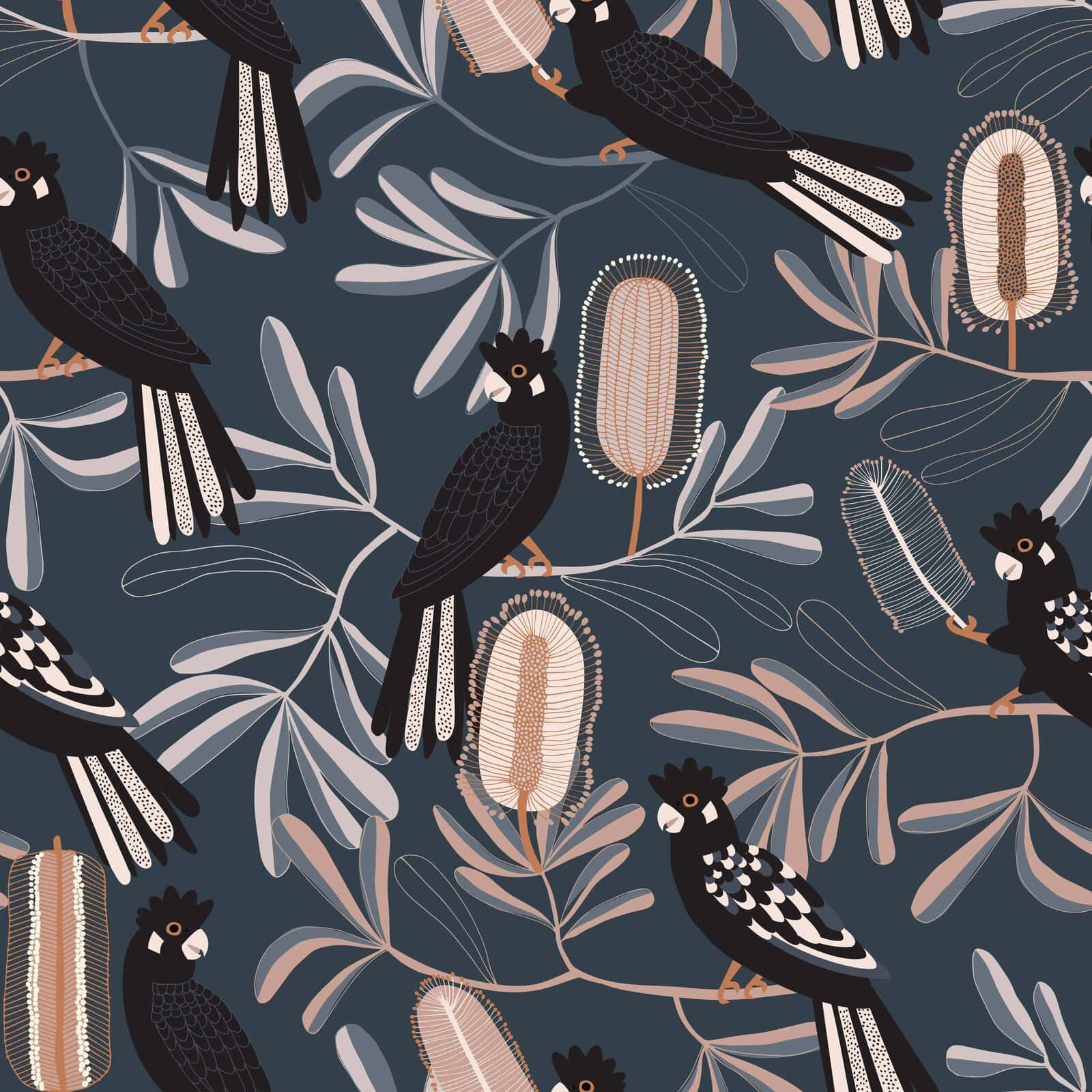 Cockatooand Feathers Pattern