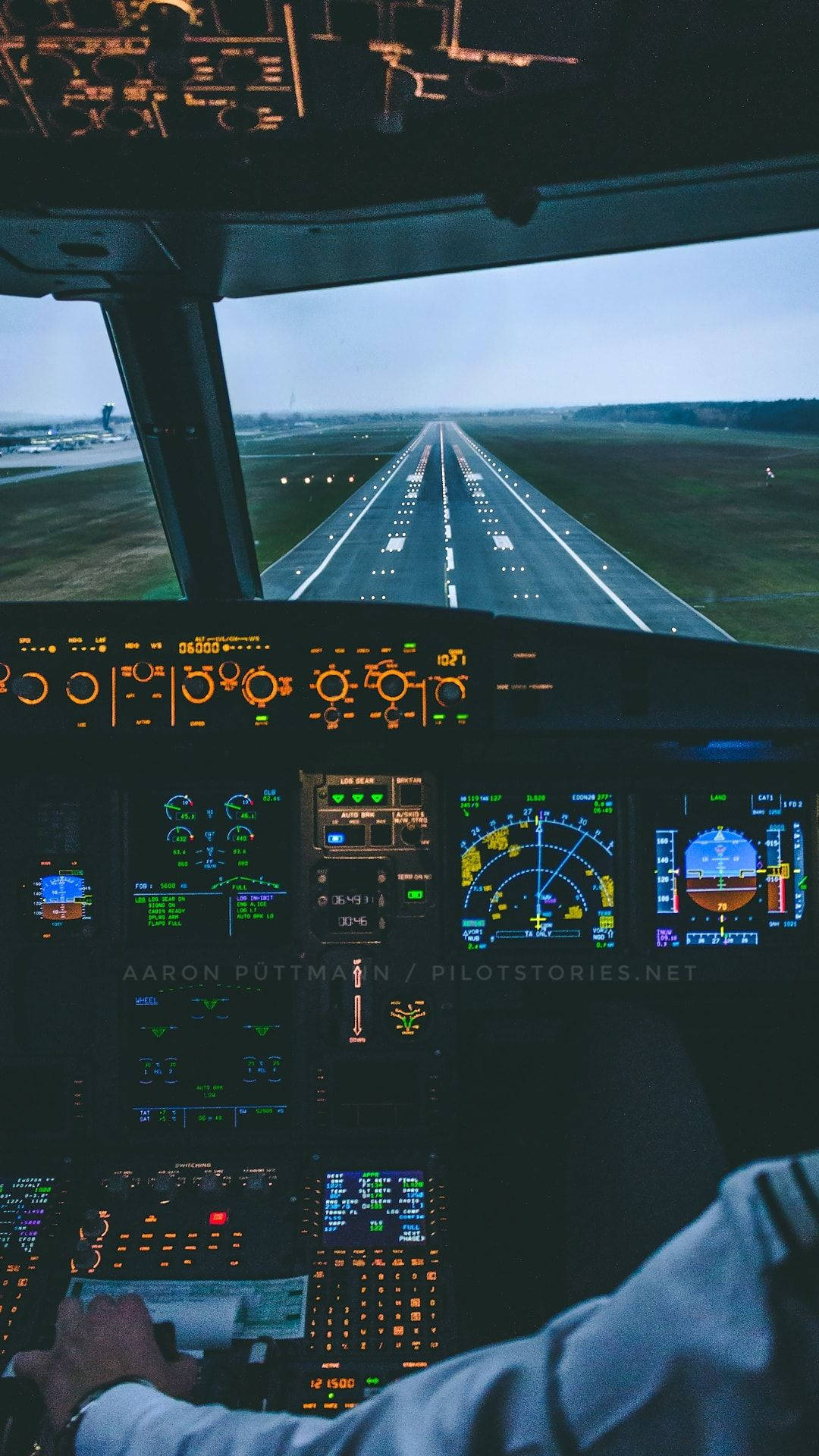 Cockpit And Pilot On Runway Background