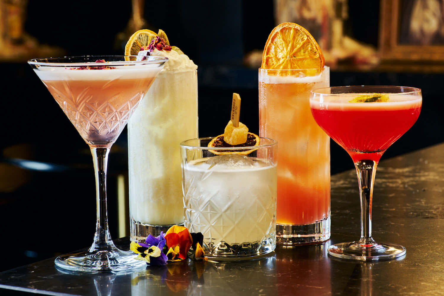 Cocktail On Counter Top Background