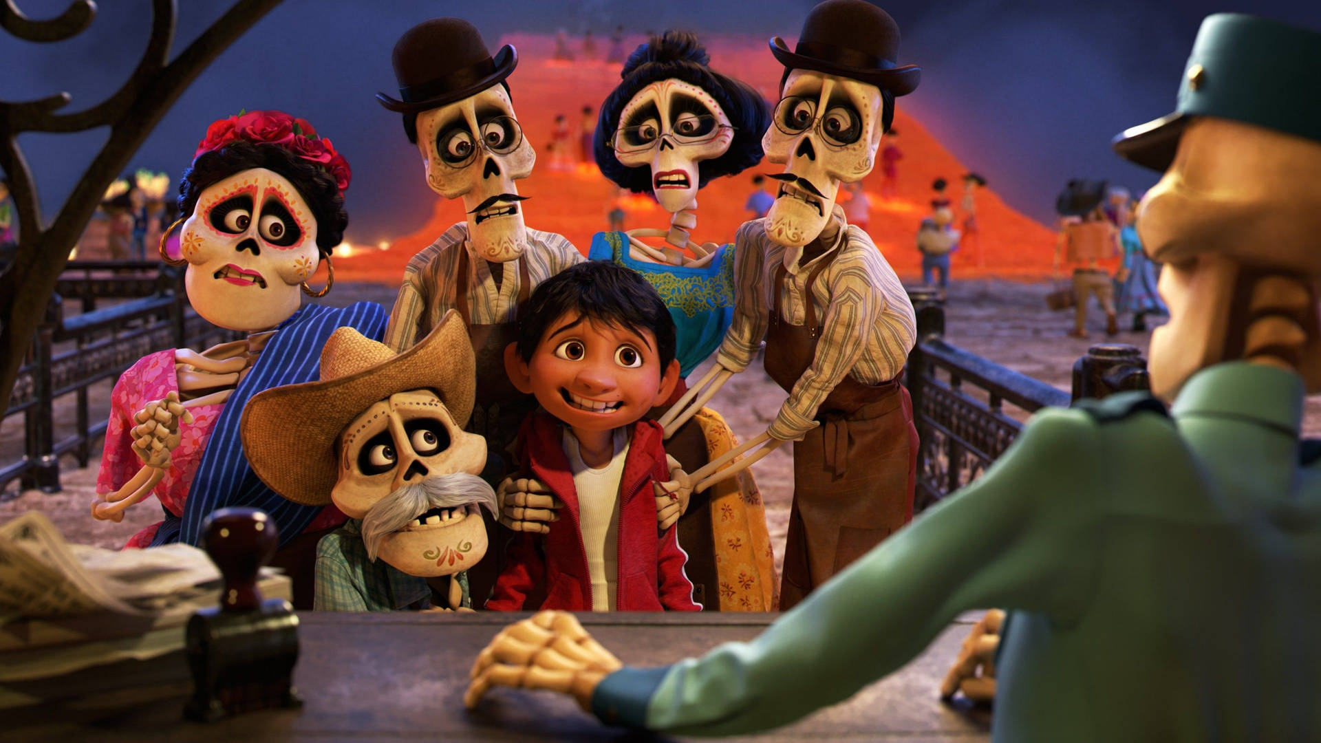 Coco Miguel With Skeleton Family Background