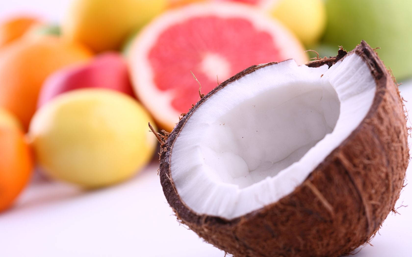 Coconut And Pomelo Fruits Background