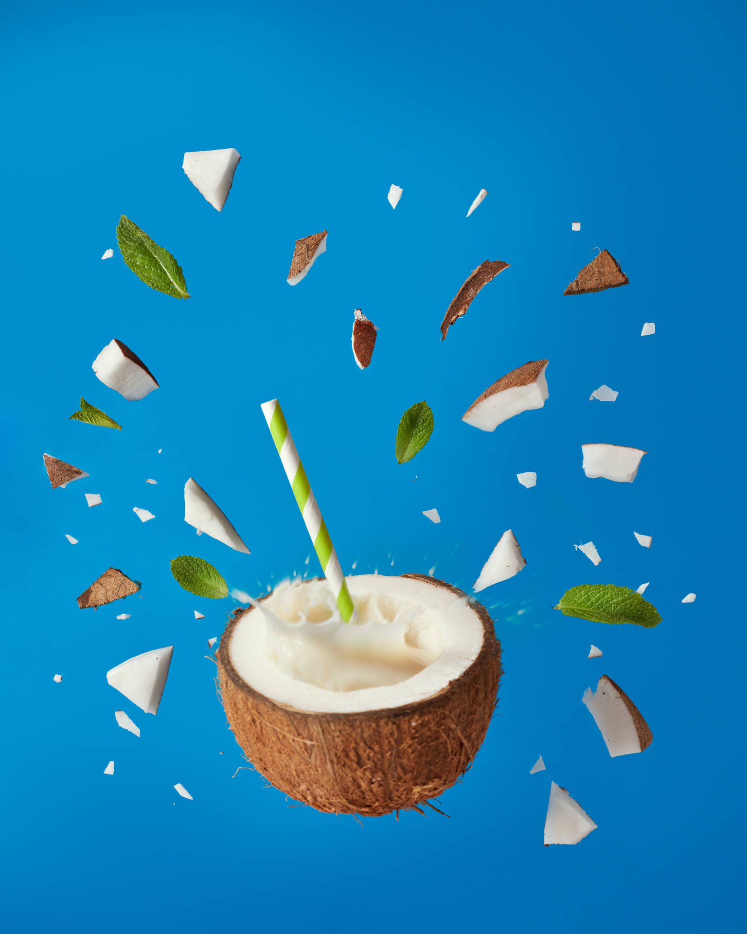 Coconut Milkshake On Shell Background