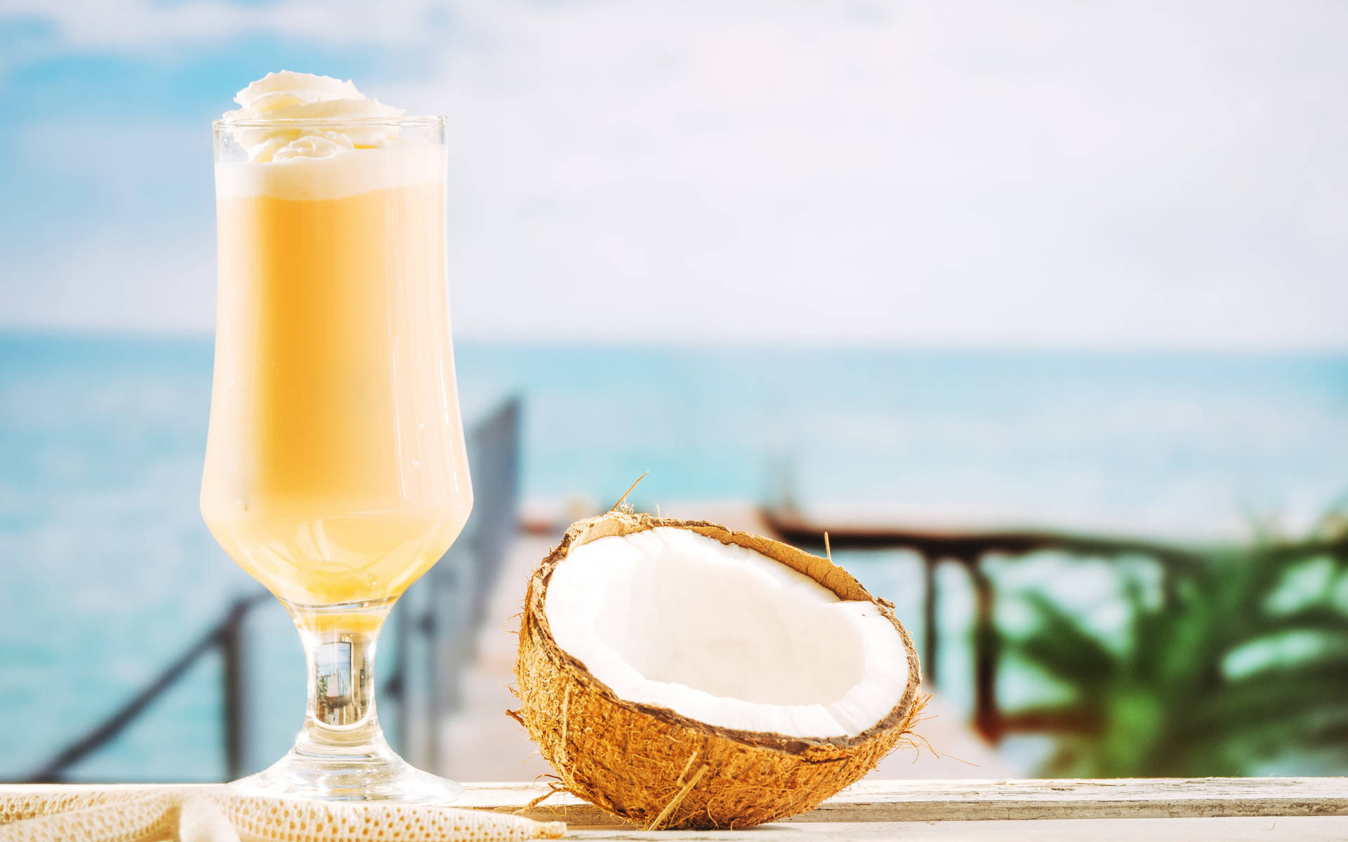 Coconut Shake With Cream On Top Background