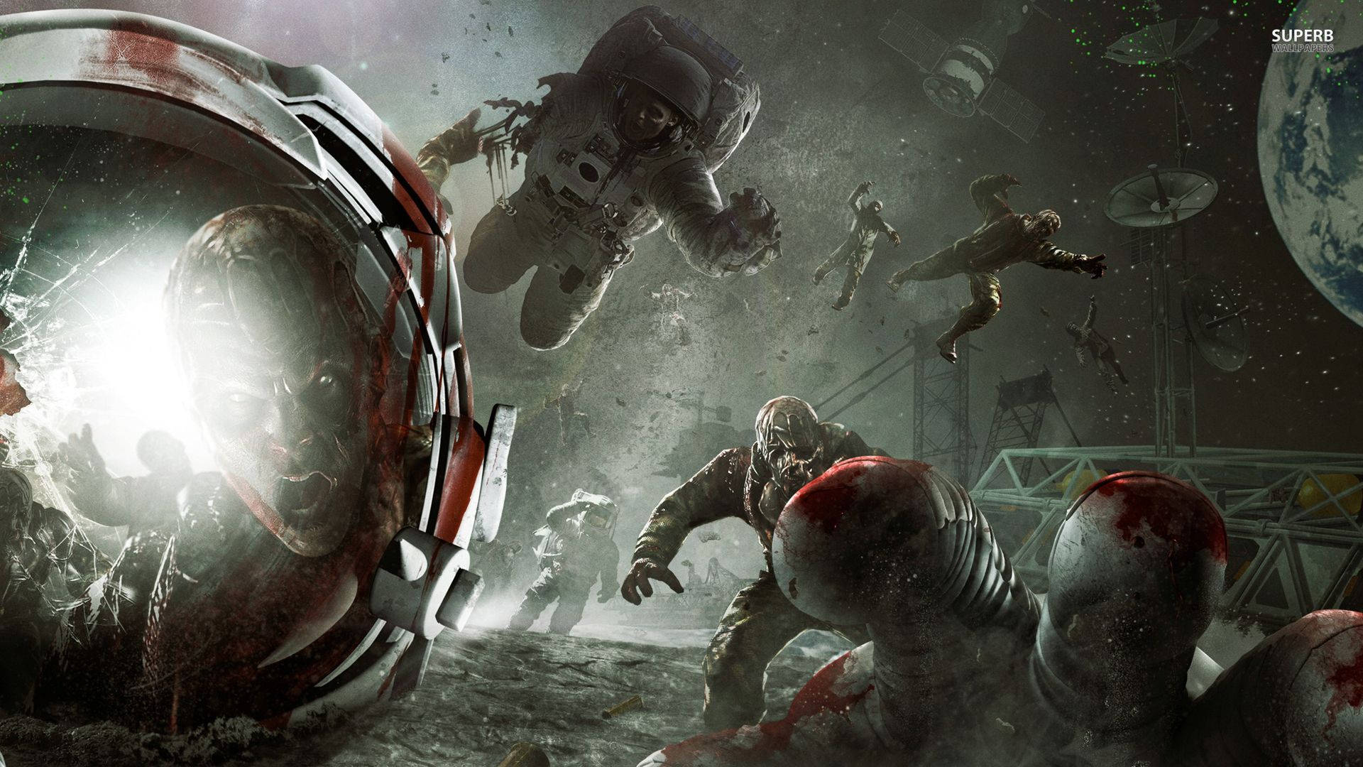 Cod Zombie Attacking Astronauts Background