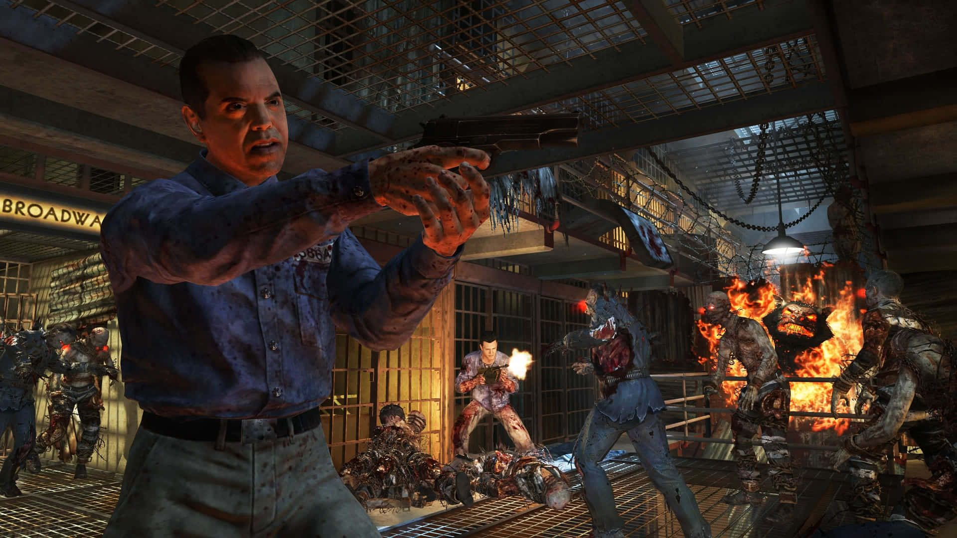 Cod Zombies Sal Pointing Gun Background