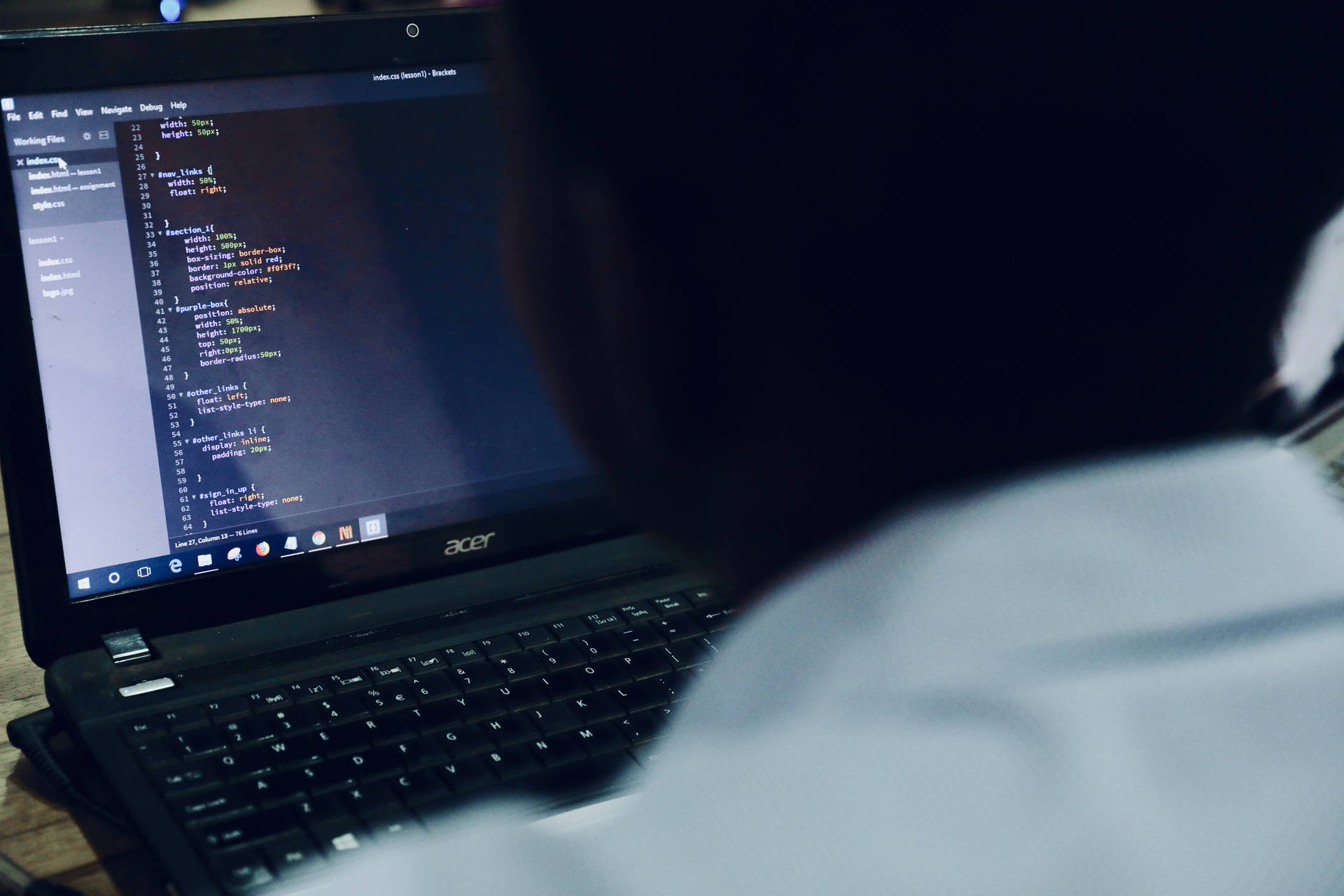 Coder Staring At Laptop Background