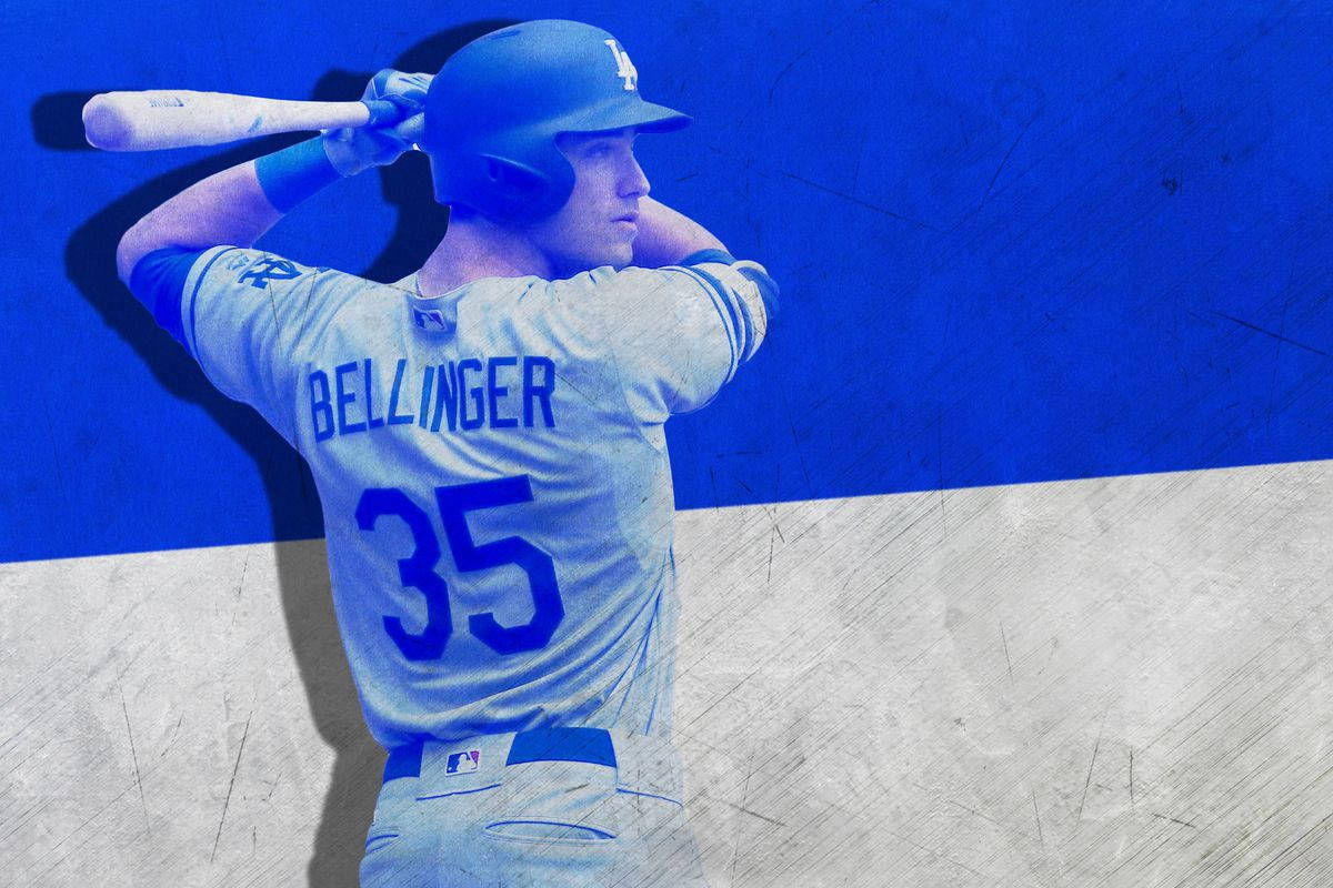 Cody Bellinger In Blue And White Background