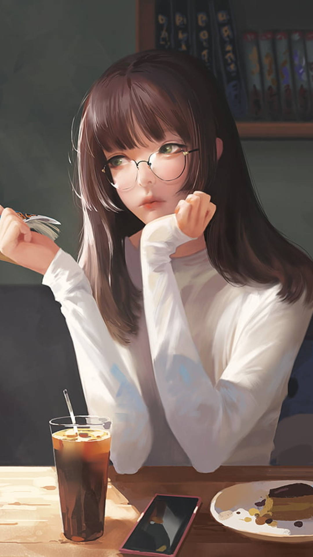 Coffee And Anime Girl Phone Background