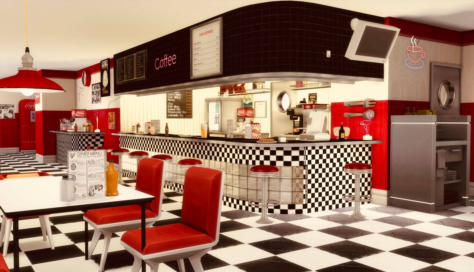 Coffee At 50s Diner Background