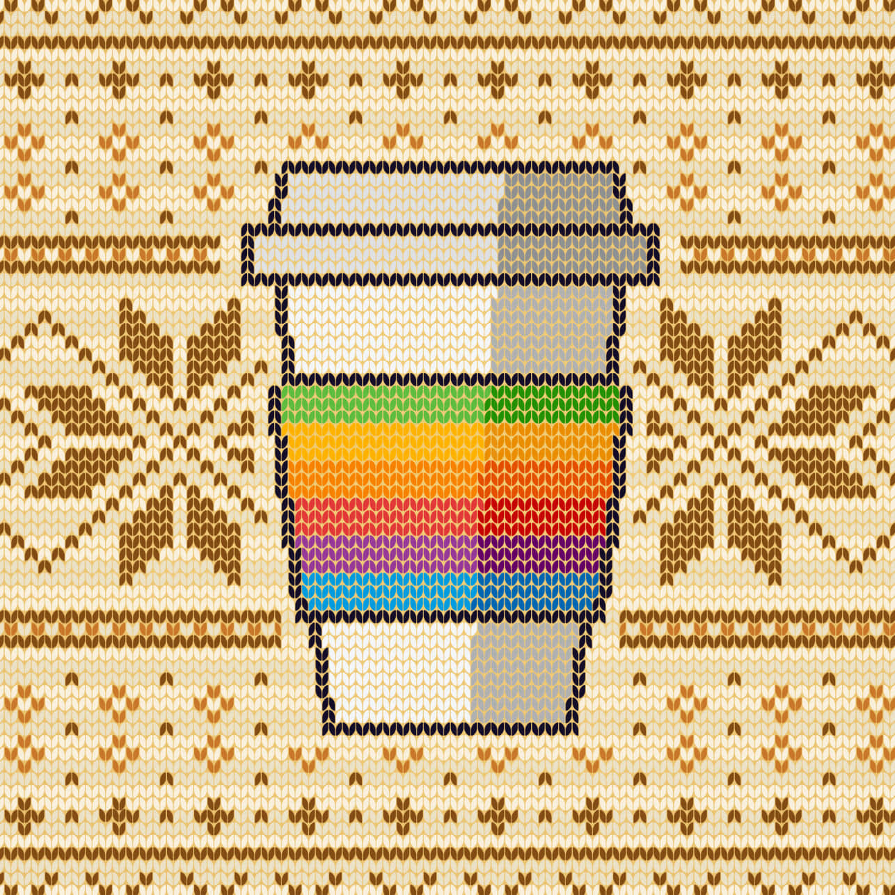 Coffee Cup In A Yellow Knit Sweater