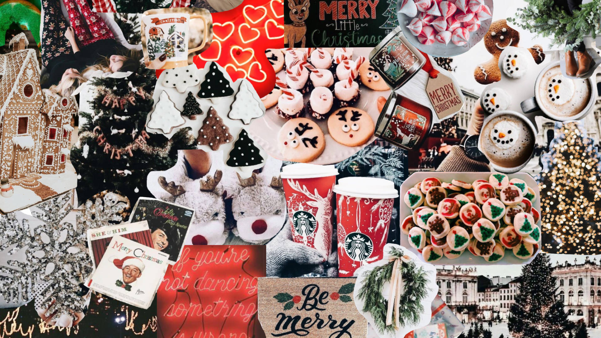 Coffee Day Christmas Collage Background